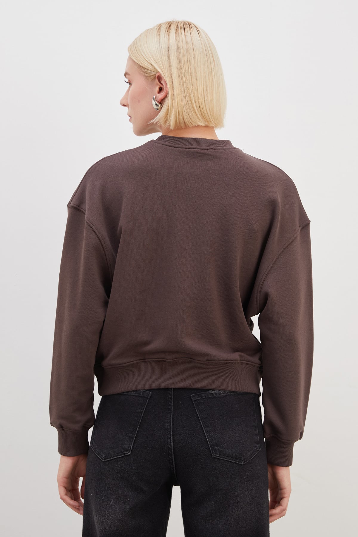 3 İplik Şardonsuz Kaplan Baskılı  Oversize Sweatshirt 8