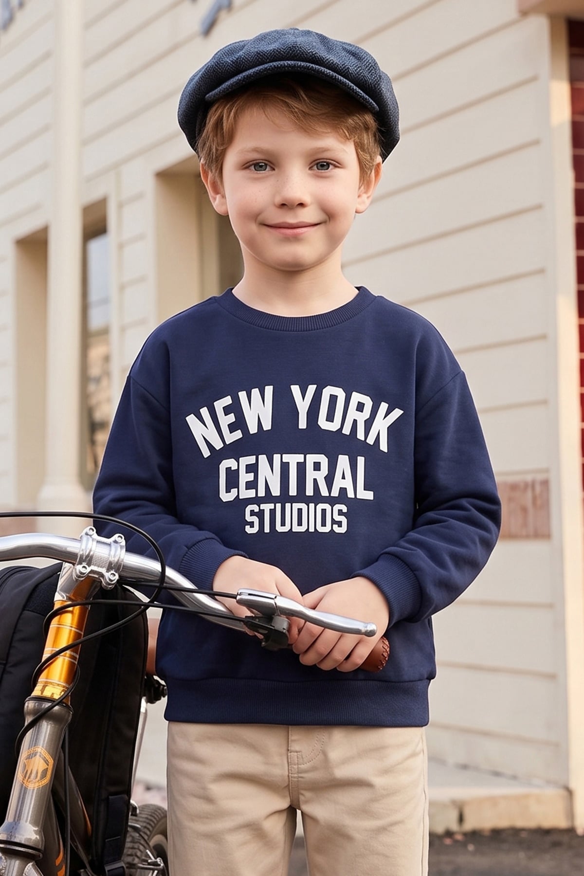 3 İ̇plik New York Baskılı Erkek Çocuk Sweatshirt