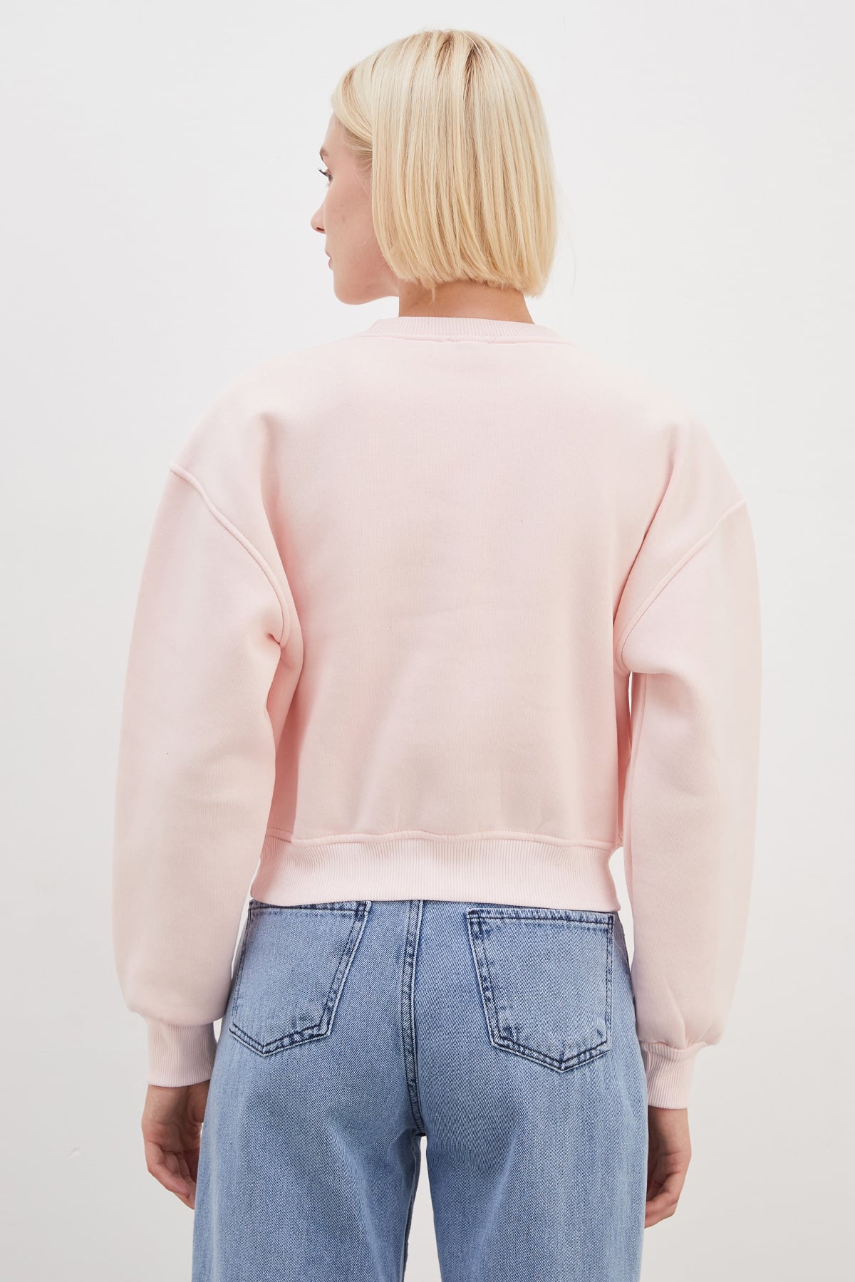 3 İplik Basic Ribanalı Crop Sweatshirt 8