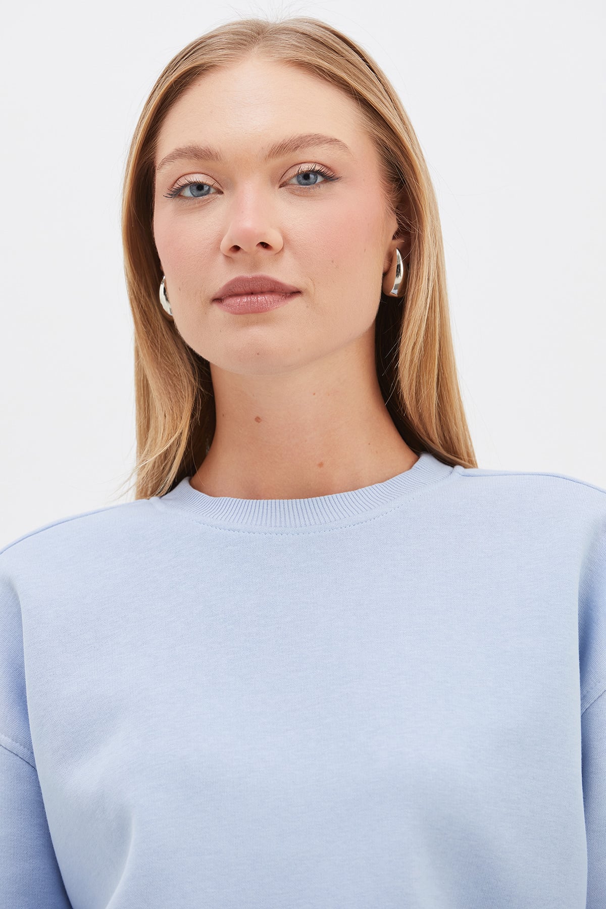 3 İplik Basic Ribanalı Crop Sweatshirt 2