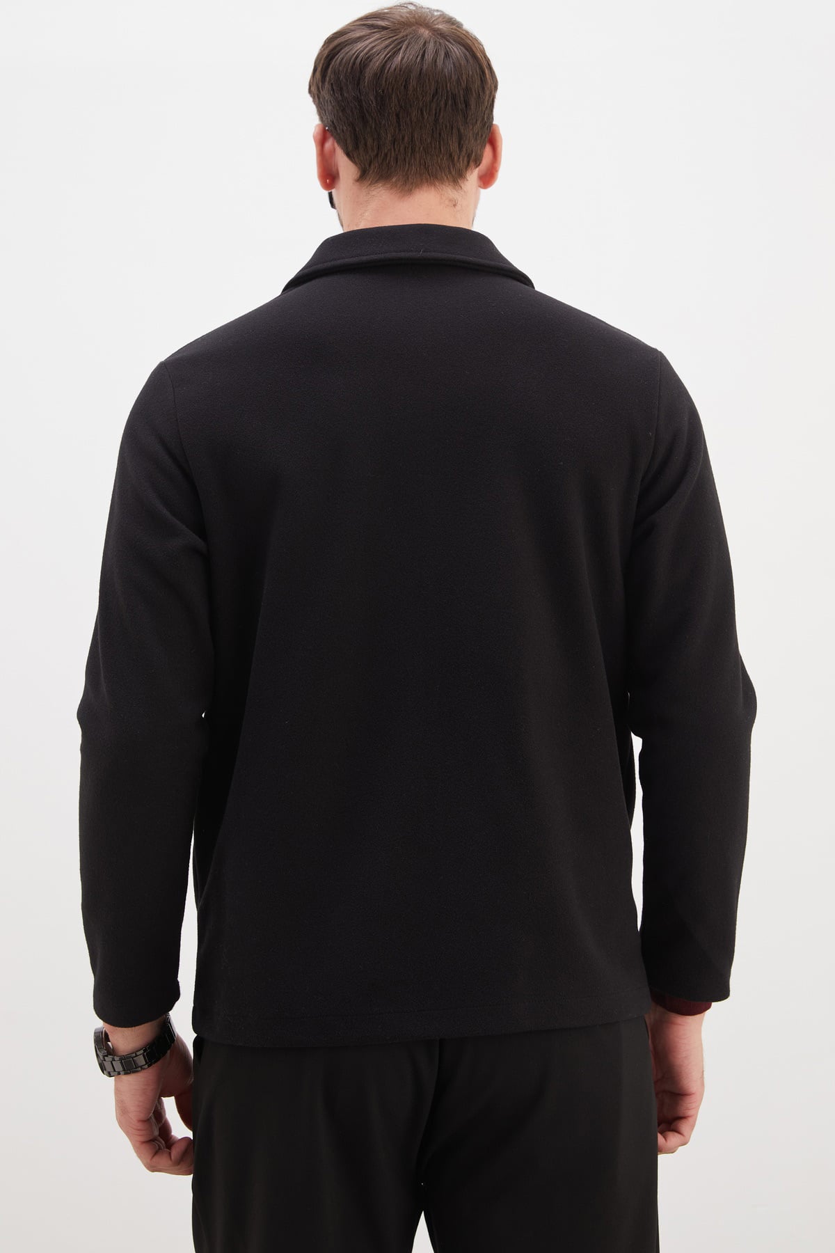 Fermuarlı Polo Yaka Regular Kaşe Ceket 8