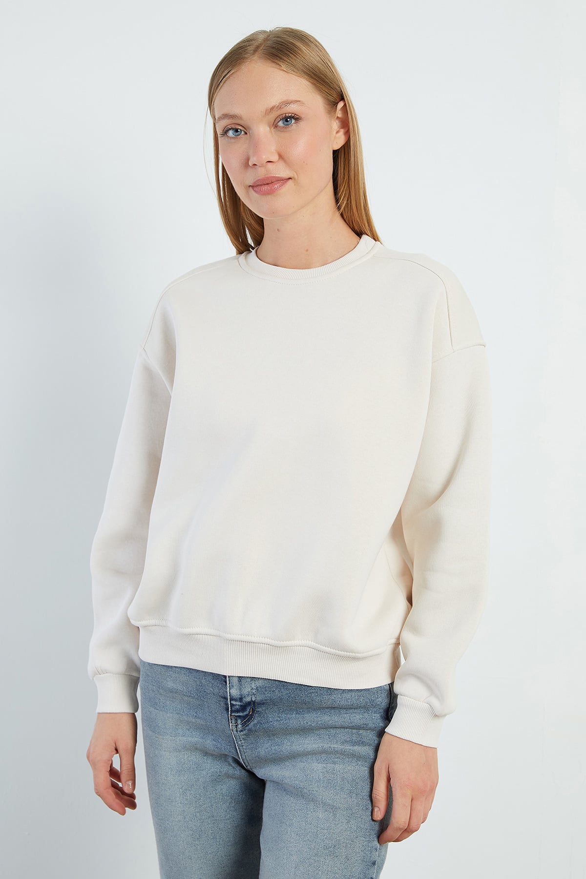 3 İplik Basic Bisiklet Yaka Oversize Sweatshirt 5
