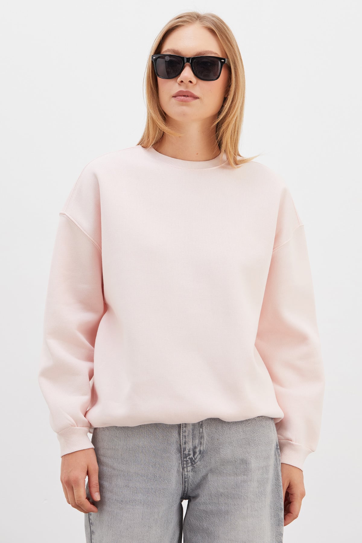 3 İplik Basic Bisiklet Yaka Oversize Sweatshirt 4