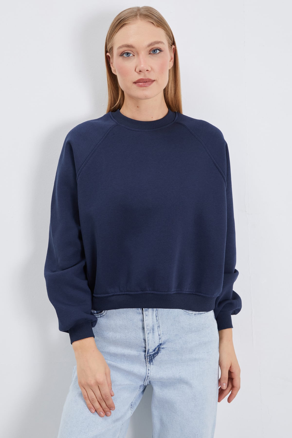 3 İplik Basic Bisiklet Yaka Oversize Sweatshirt 5