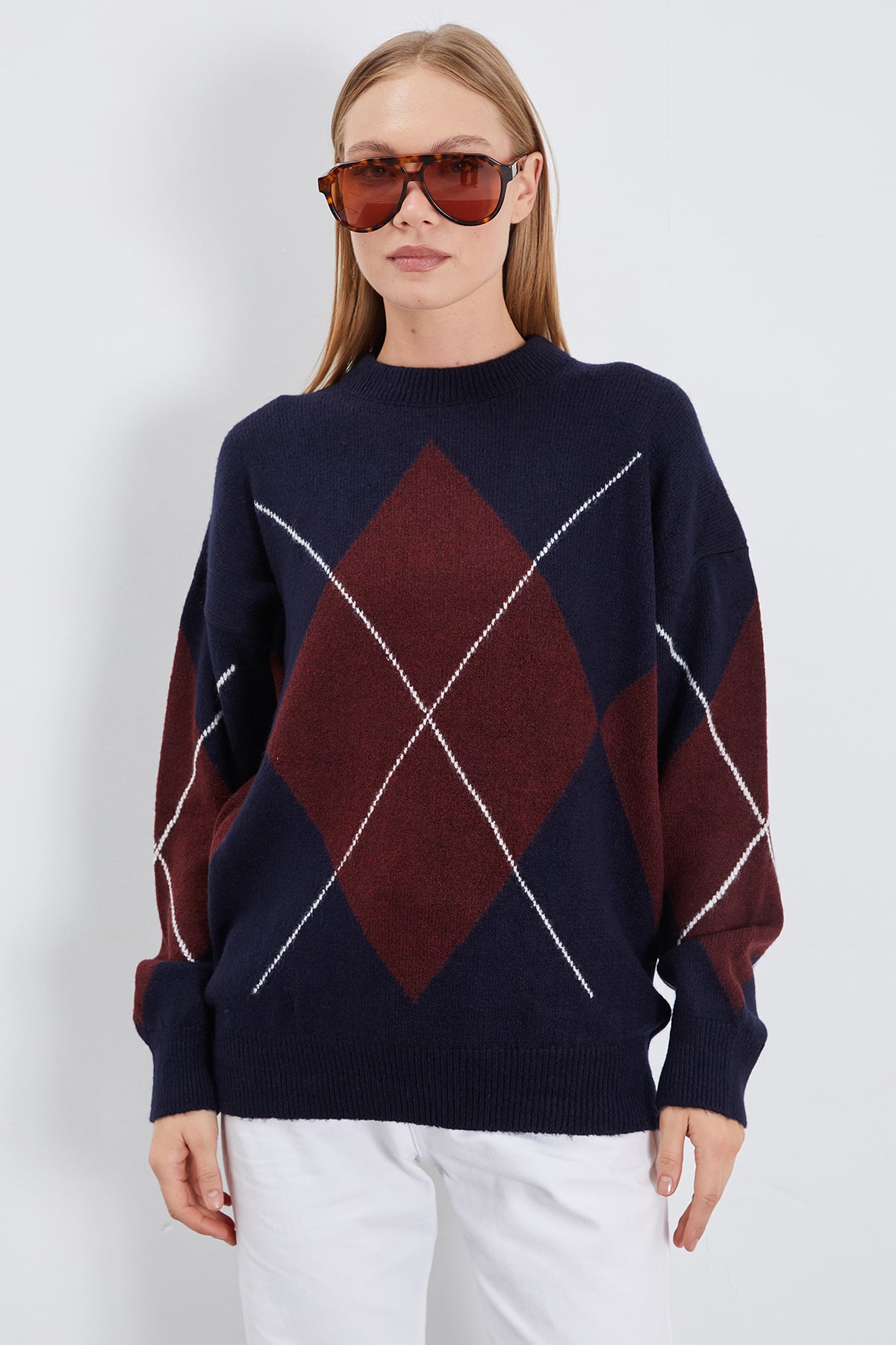 Baklava Desenli Oversize Kazak 3