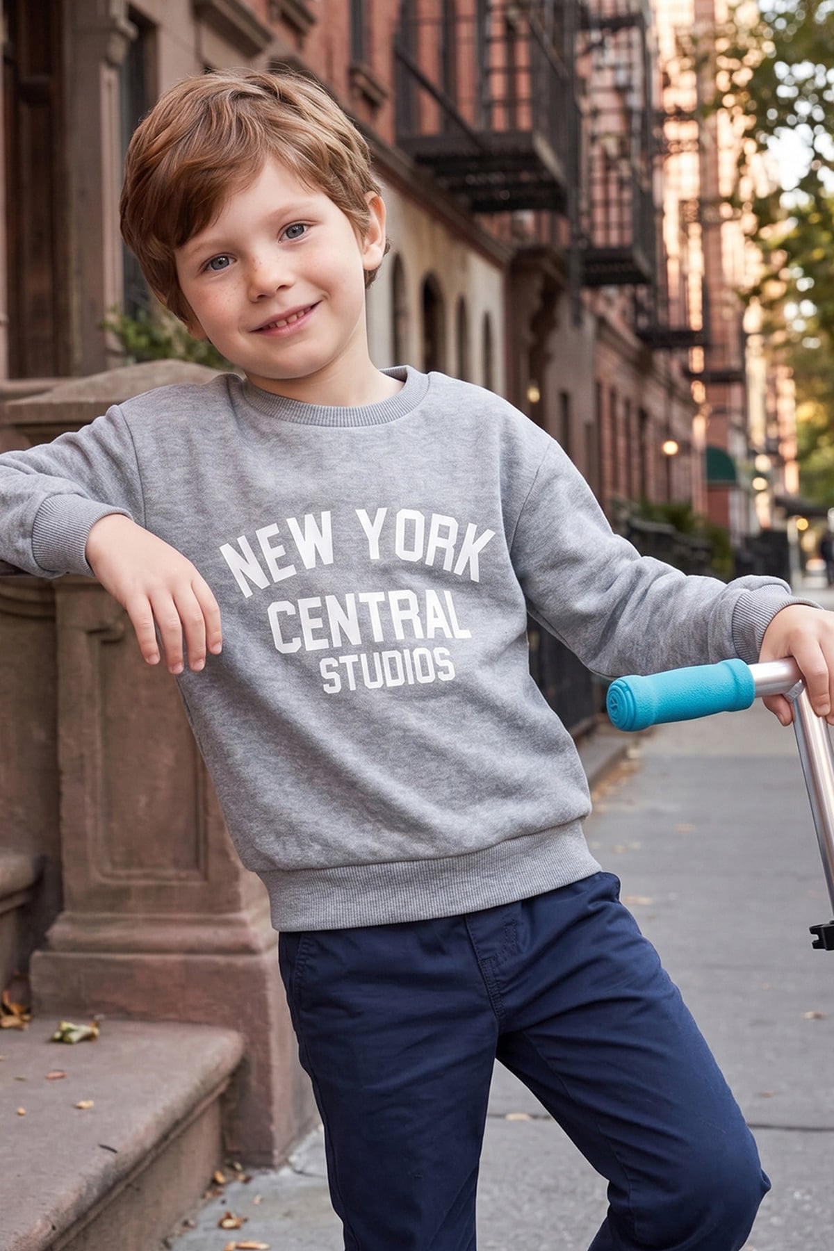 3 İ̇plik New York Baskılı Erkek Çocuk Sweatshirt