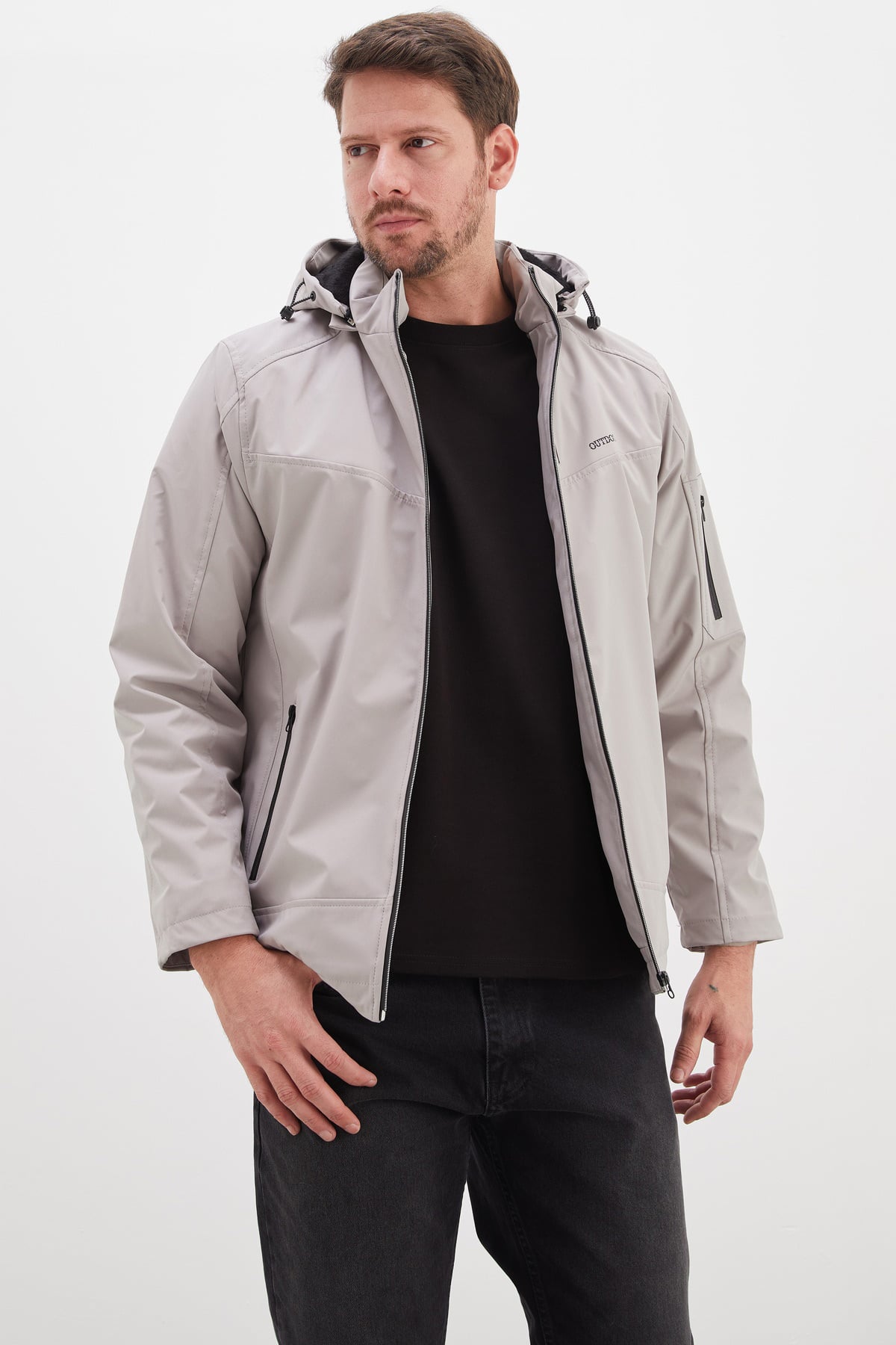 Fermuarlı Çıkarılabilir Kapüşonlu Softshell Mont 3