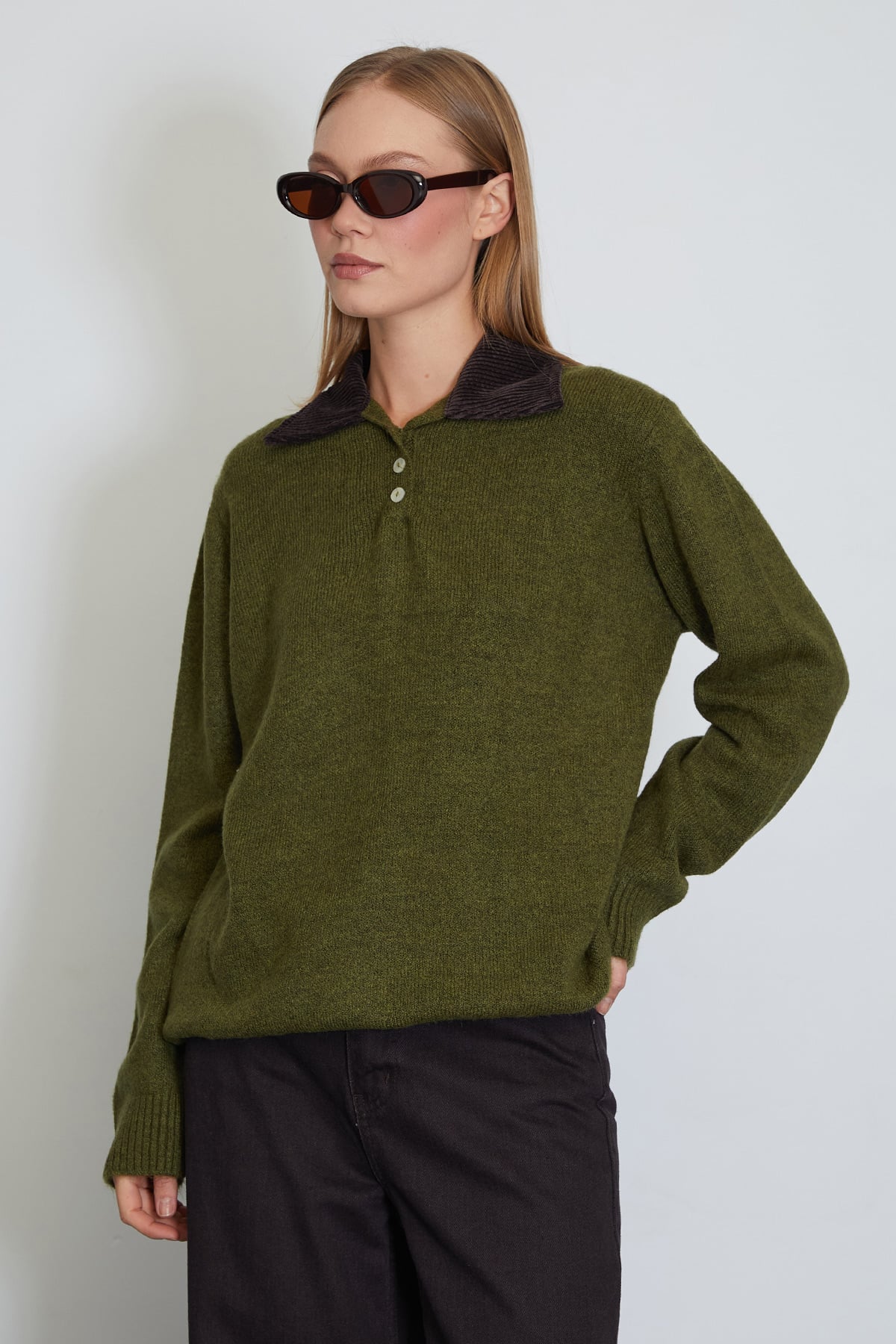 Kadife Polo Yaka Triko Kazak 5