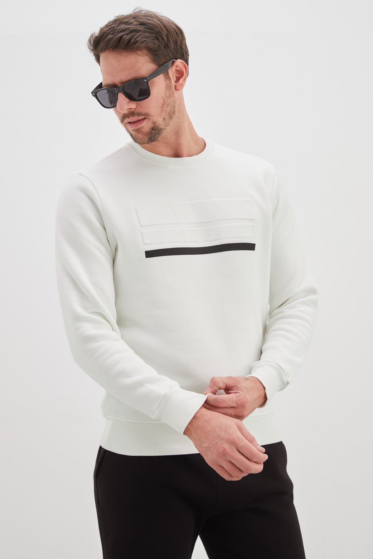 3 İplik Baskılı Bisiklet Yaka Sweatshirt 6