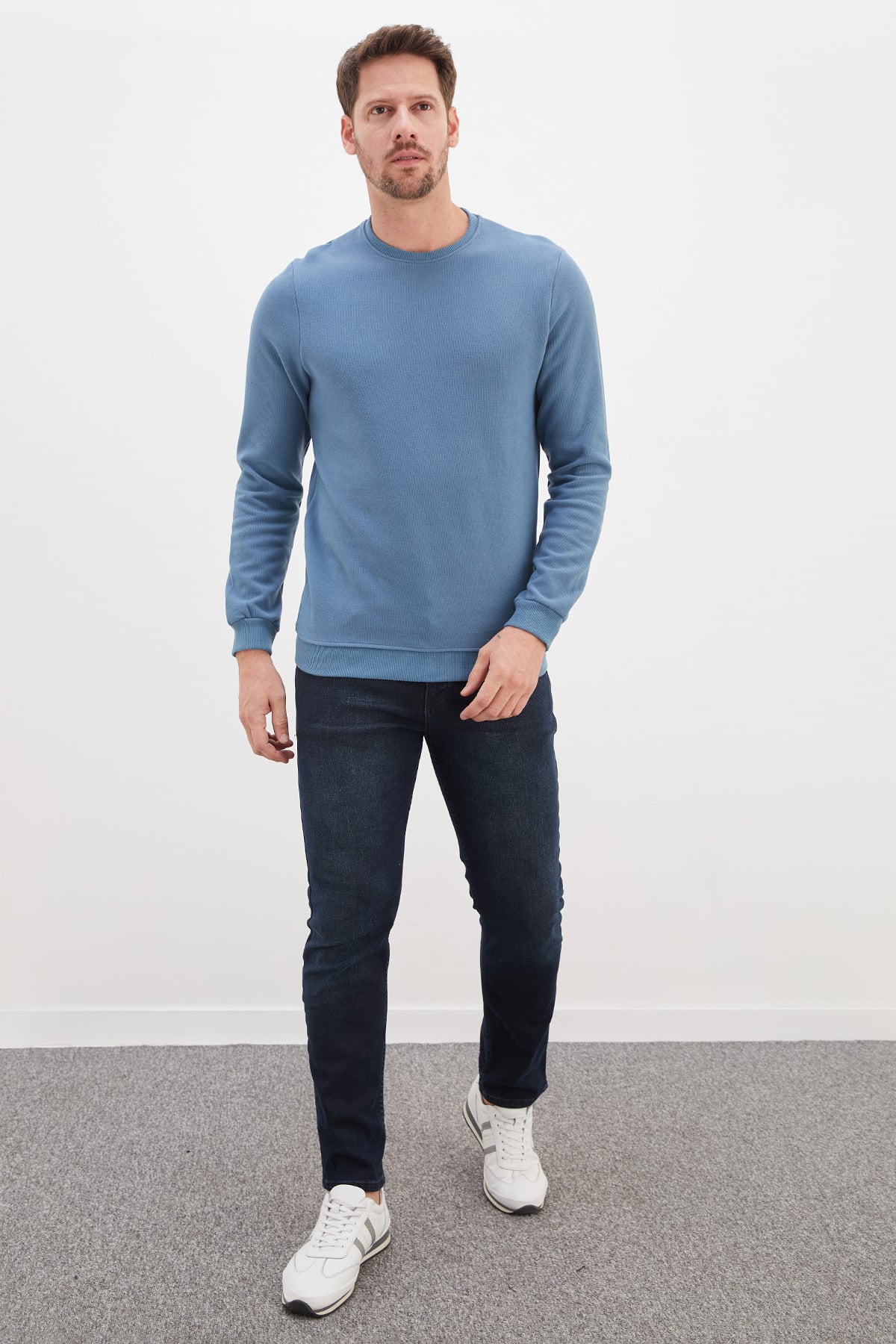Fitilli Bisiklet Yaka Selanik Örgü Sweatshirt 3