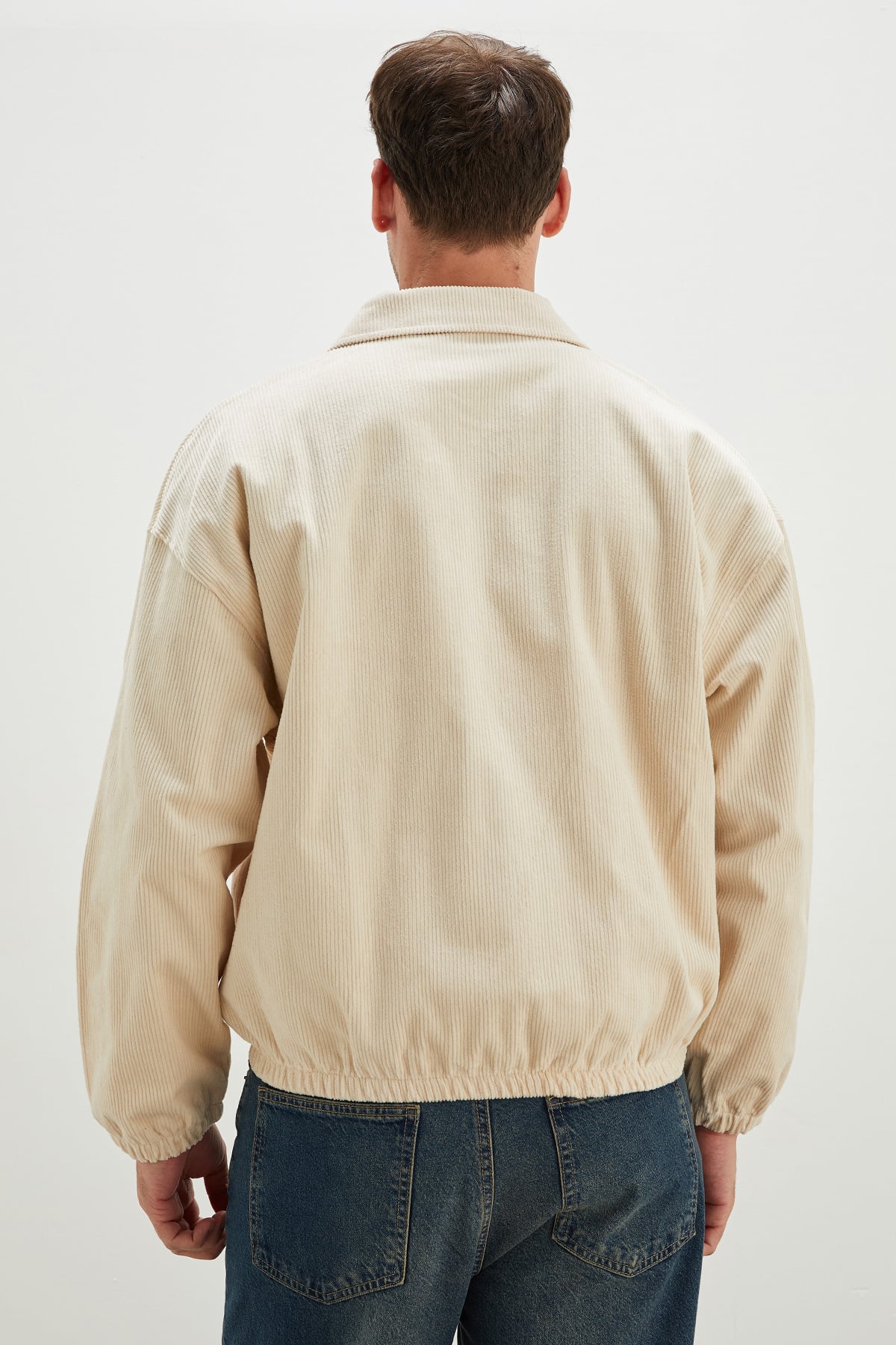 Fermuarlı Polo Yaka Kadife Bomber Ceket 8