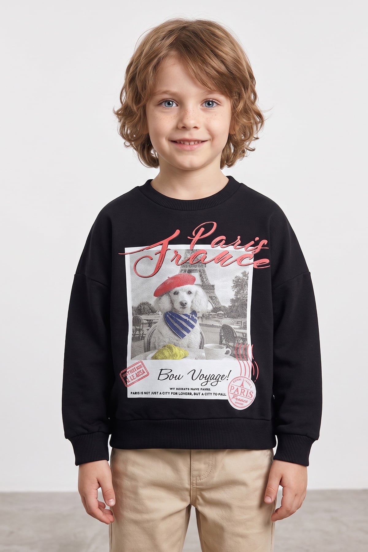 Köpek Baskılı Oversize Erkek Çocuk Sweatshirt 2