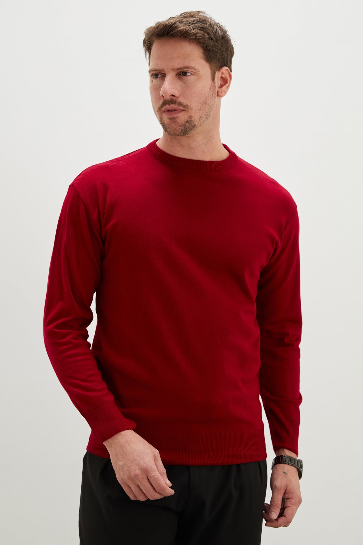Erkek Antrasit Basic Bisiklet Yaka Regular Fit Triko Kazak 2