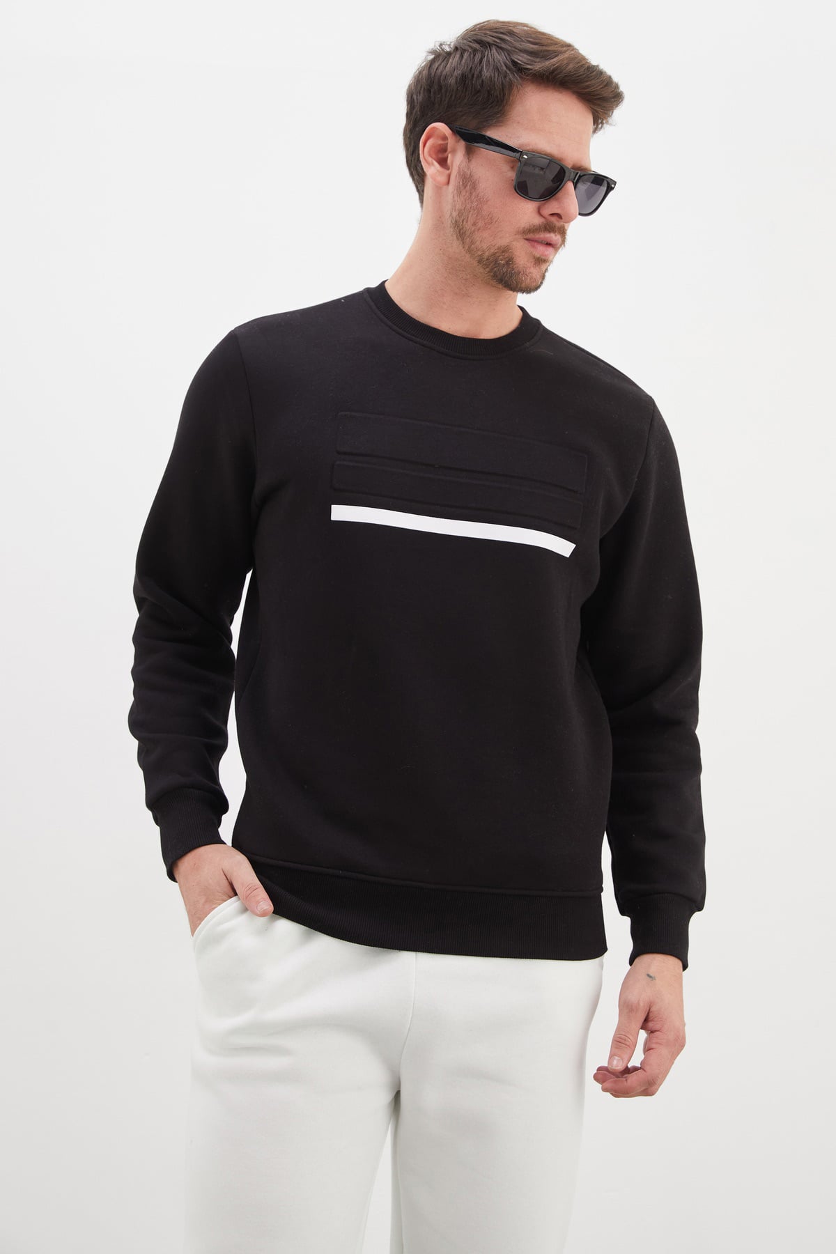 3 İplik Baskılı Bisiklet Yaka Sweatshirt 4