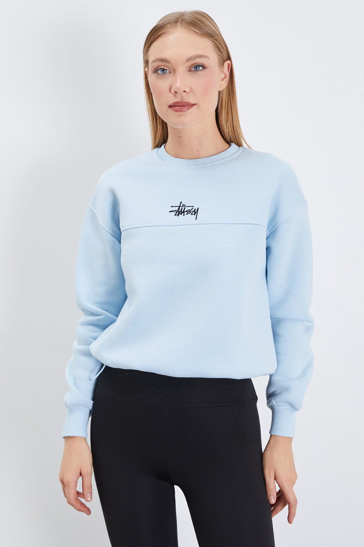 3 İplik İmza Nakışlı Stoperli Oversize Sweatshirt 6