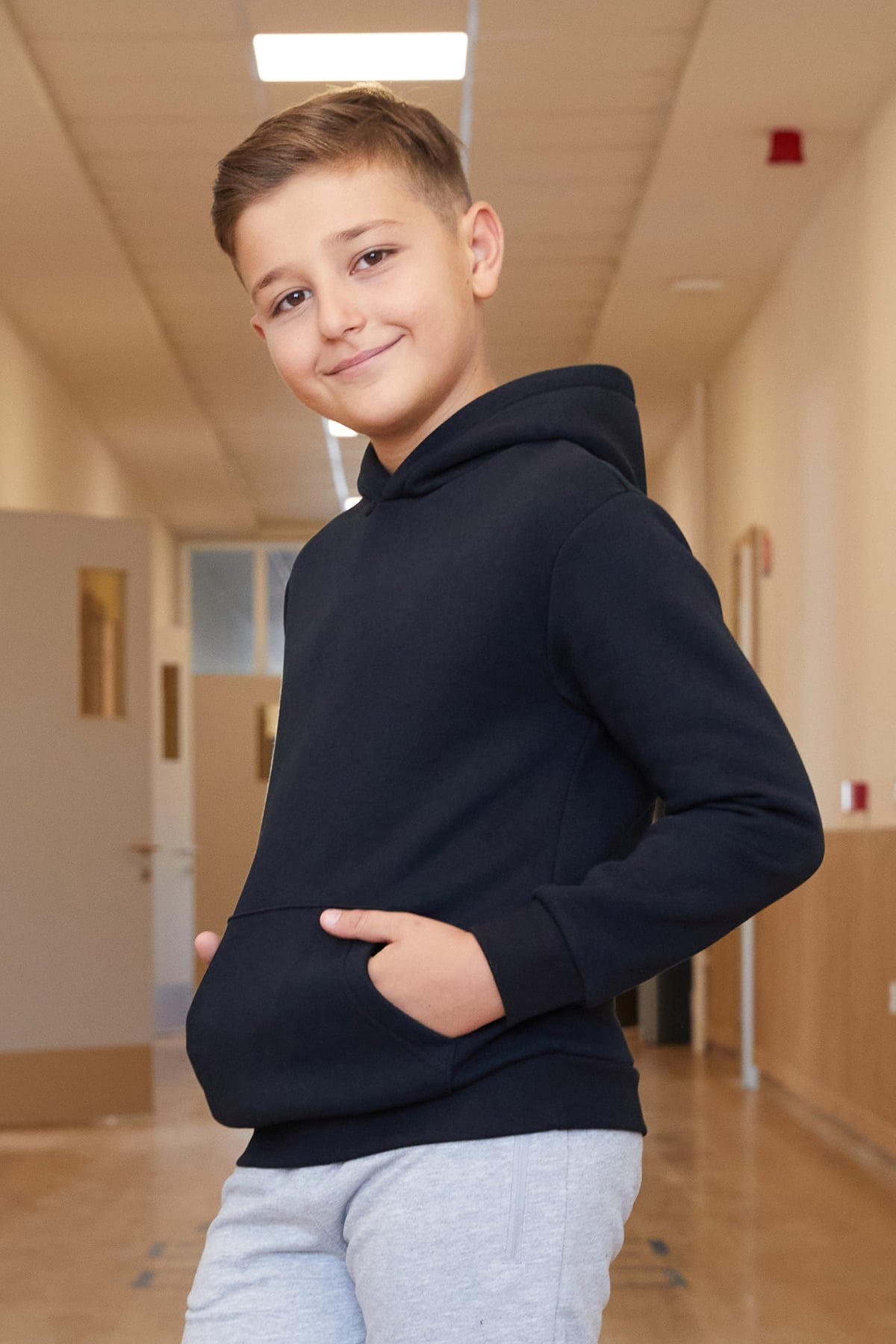 3 İplik Kanguru Cepli Kapüşonlu Erkek Çocuk Sweatshirt