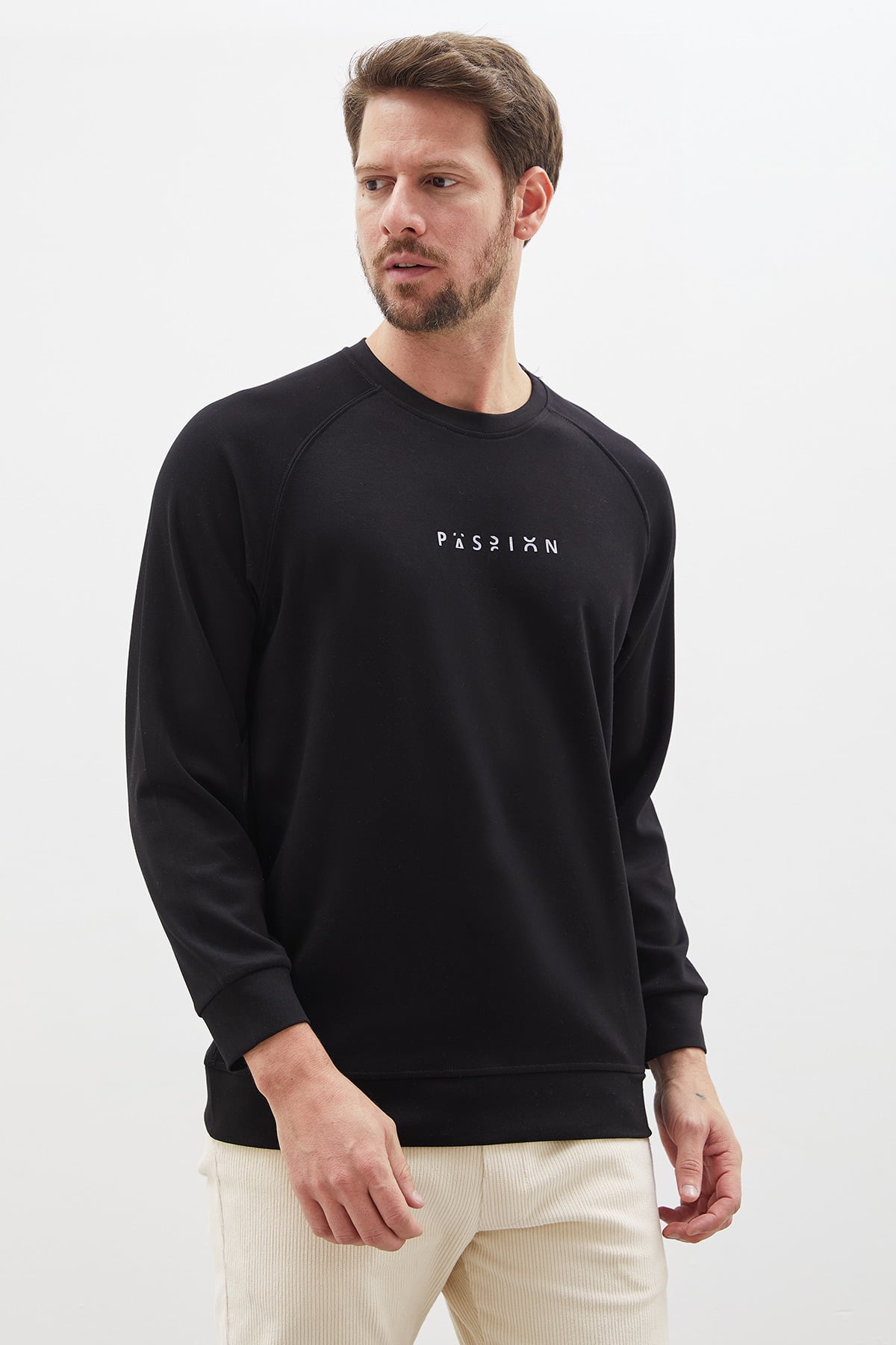 Baskılı Bisiklet Yaka Modal Sweatshirt 5