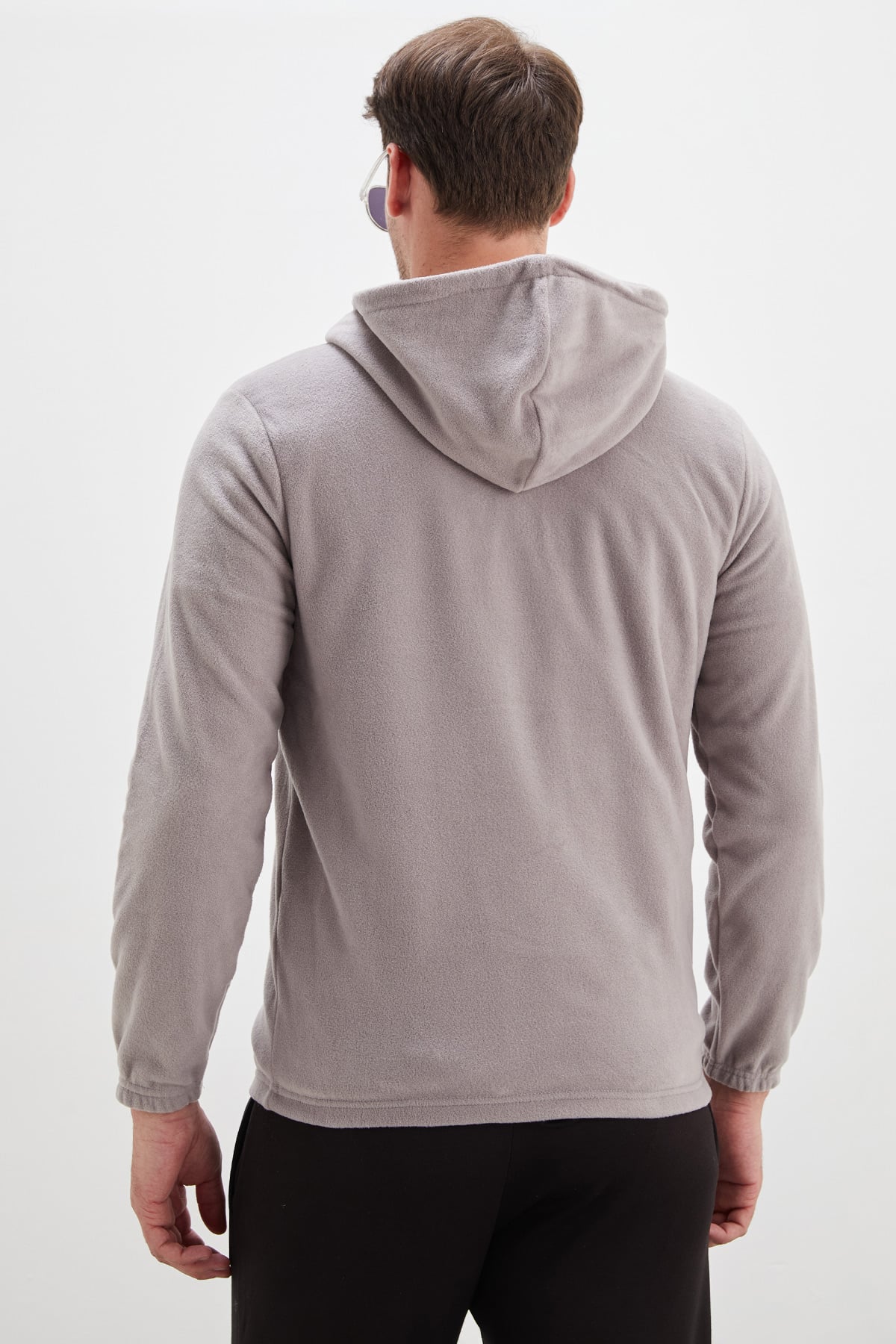Yarım Fermuarlı Kapüşonlu Polar Sweatshirt 8
