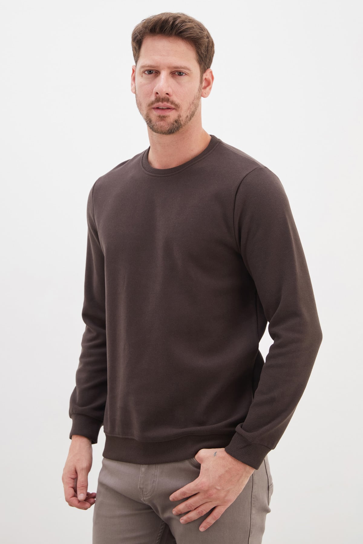 Fitilli Bisiklet Yaka Selanik Örgü Sweatshirt 4