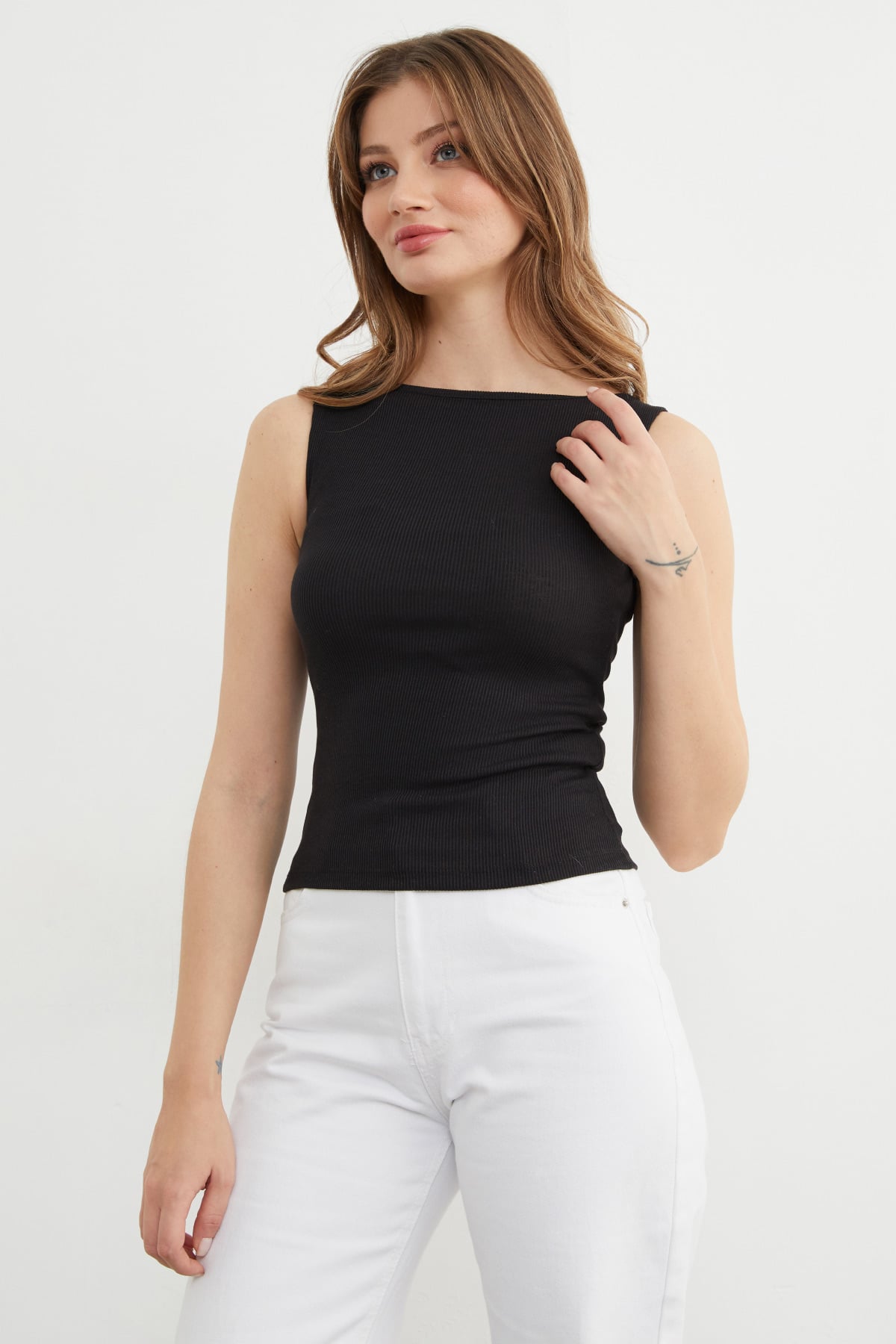 Fitilli Kayık Yaka Body