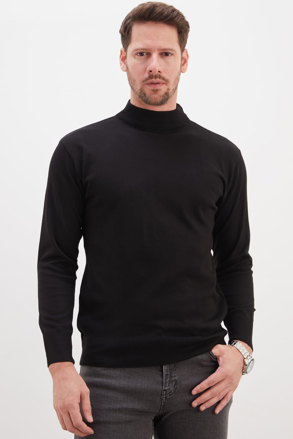 Basic Dik Yaka Regular Fit Triko Kazak 4