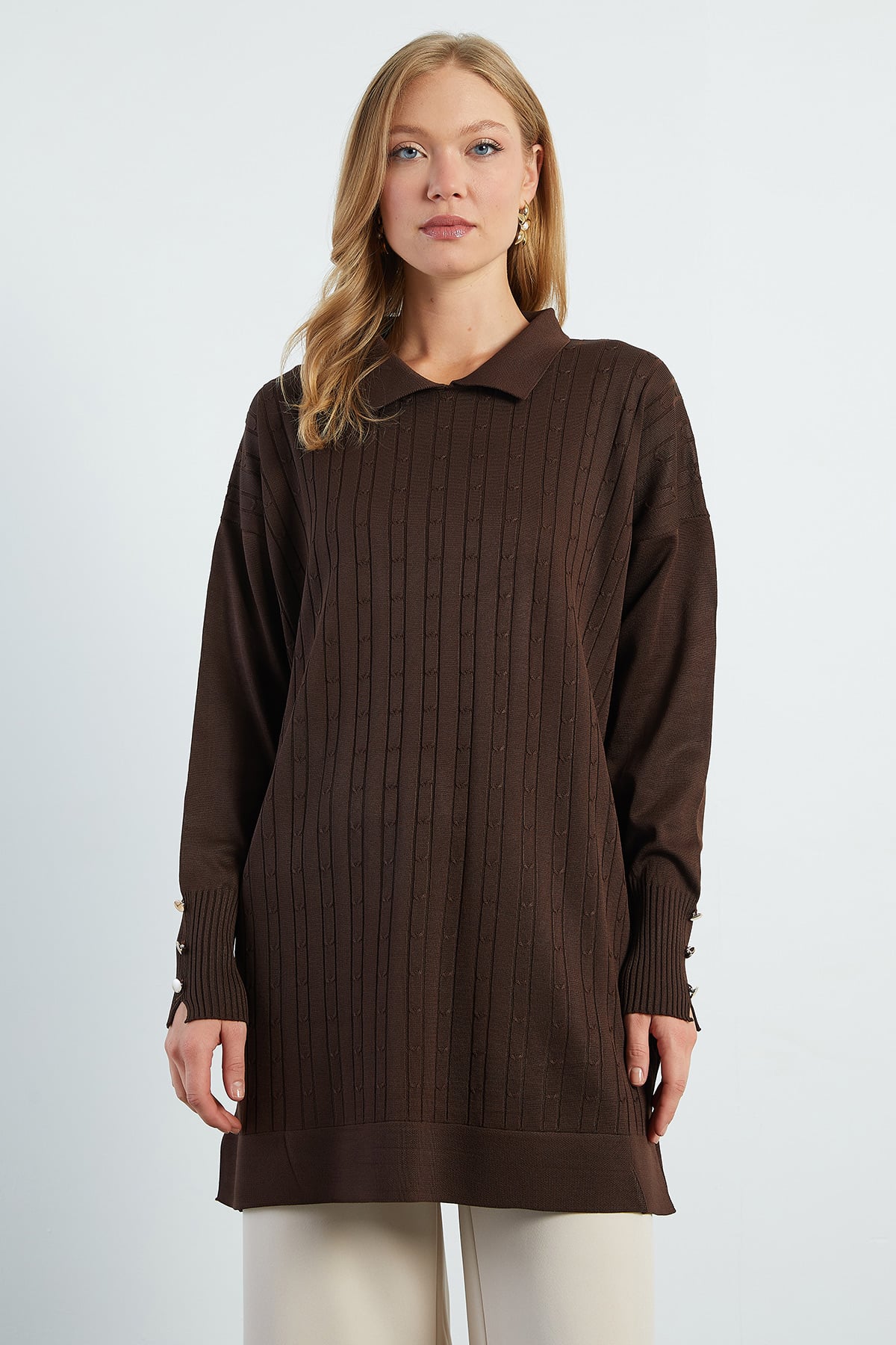 Fullamodest Jakarlı Polo Yaka Tunik 2