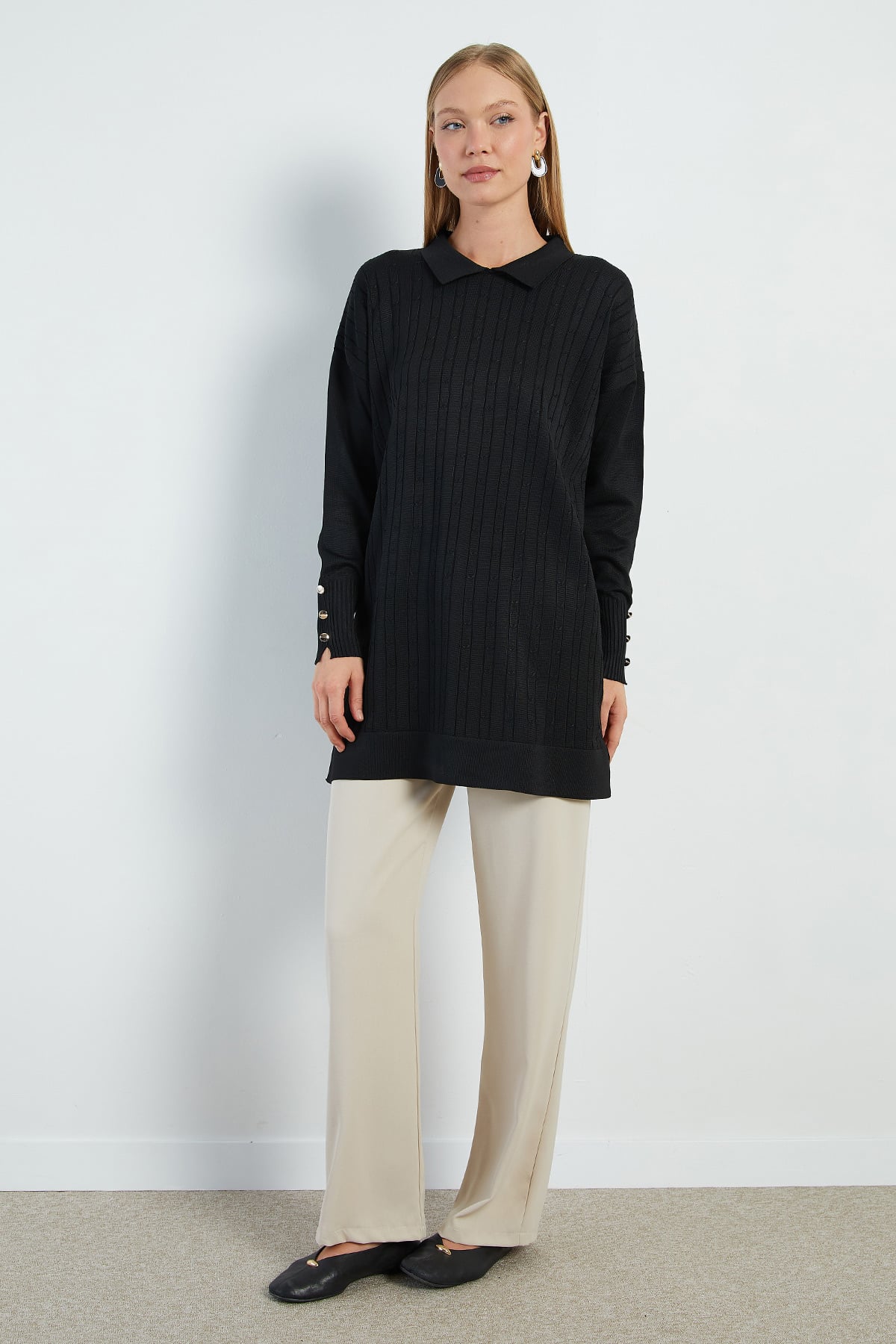 Fullamodest Jakarlı Polo Yaka Tunik 4
