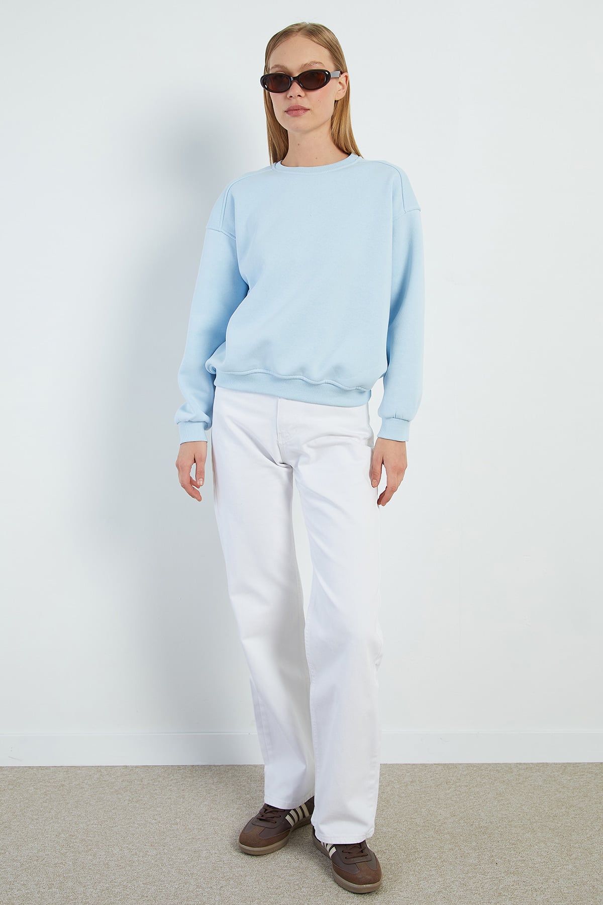 3 İplik Basic Bisiklet Yaka Oversize Sweatshirt 5