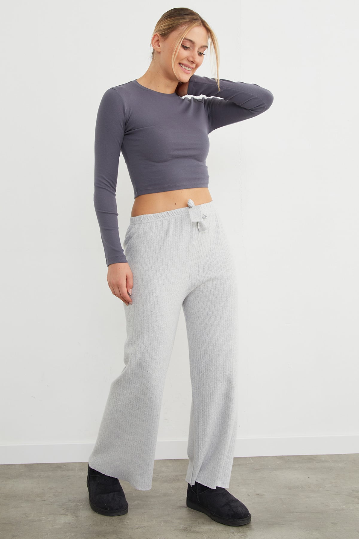 Basic Fitilli Beli Lastikli Pantolon 2