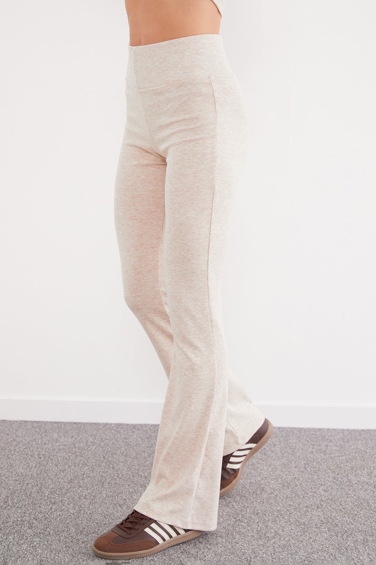 Beli Lastikli Yüksek Bel Flare Pantolon 6