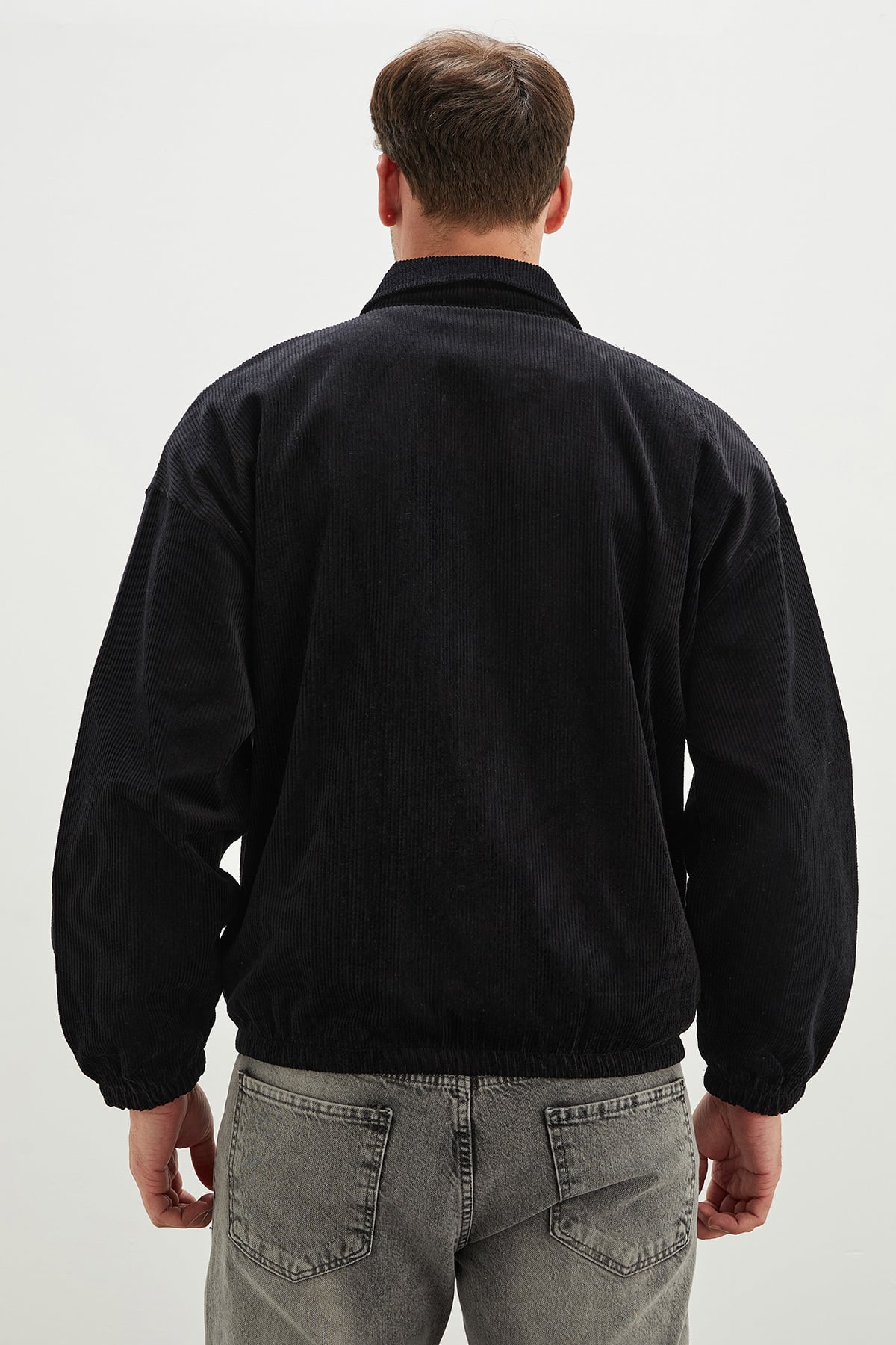 Fermuarlı Polo Yaka Kadife Bomber Ceket 8