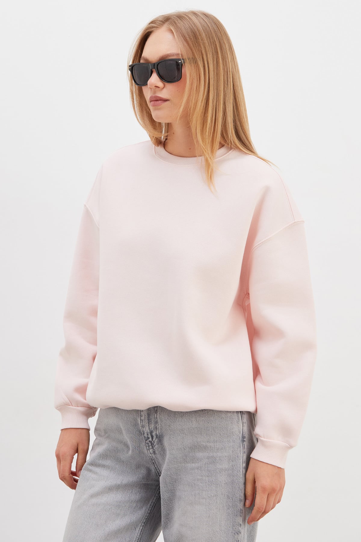 3 İplik Basic Bisiklet Yaka Oversize Sweatshirt 5