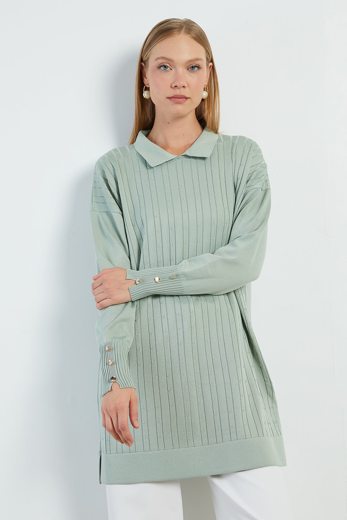 Fullamodest Jakarlı Polo Yaka Tunik 5