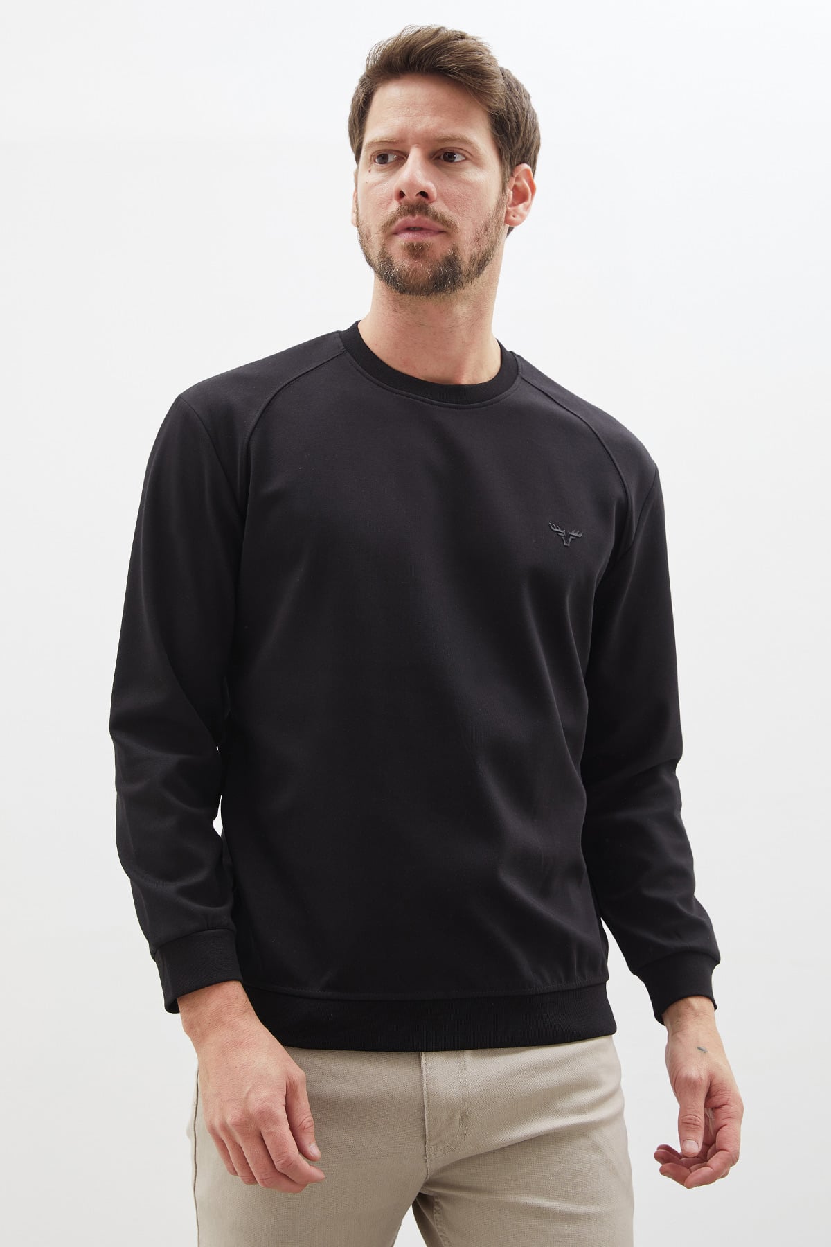 Baskılı Bisiklet Yaka İnterlok Sweatshirt