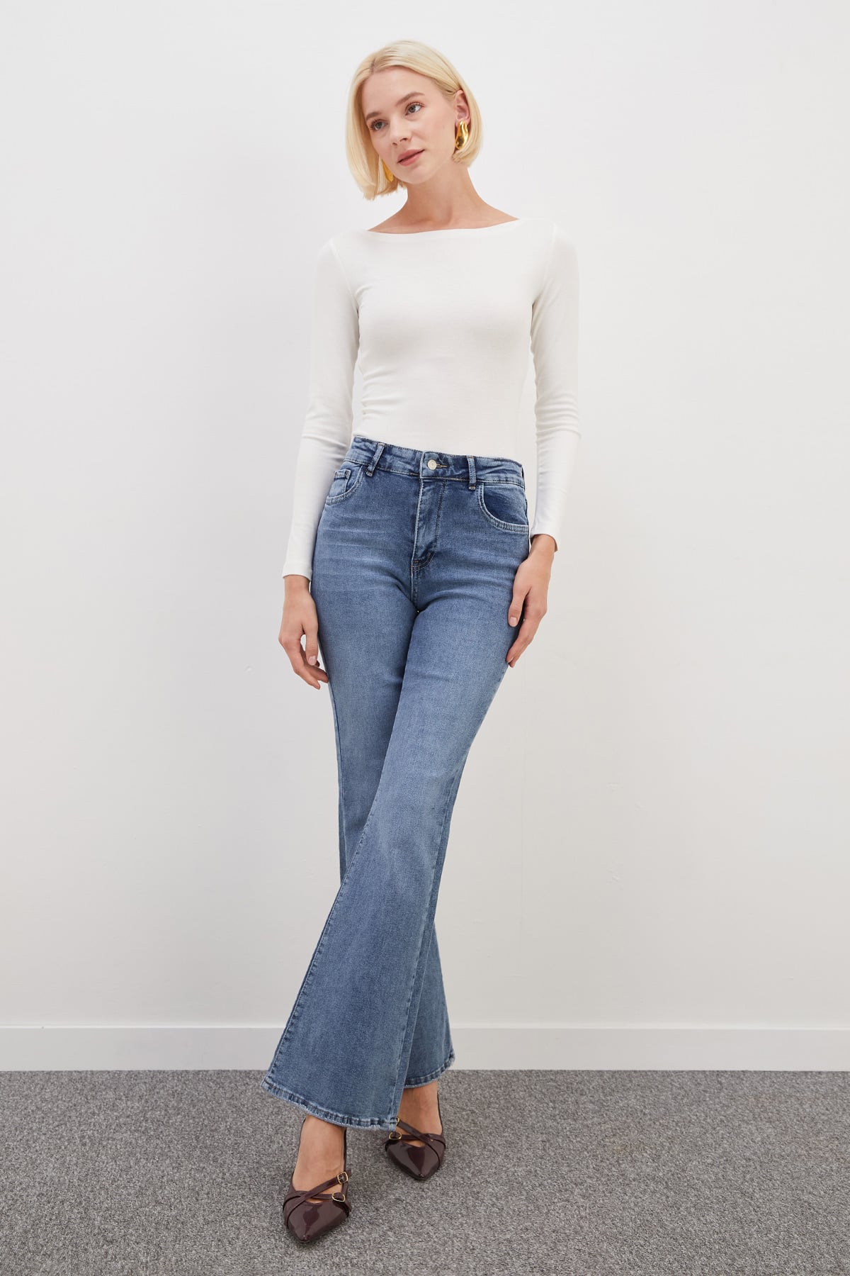 Yüksek Bel Flare Jean 6