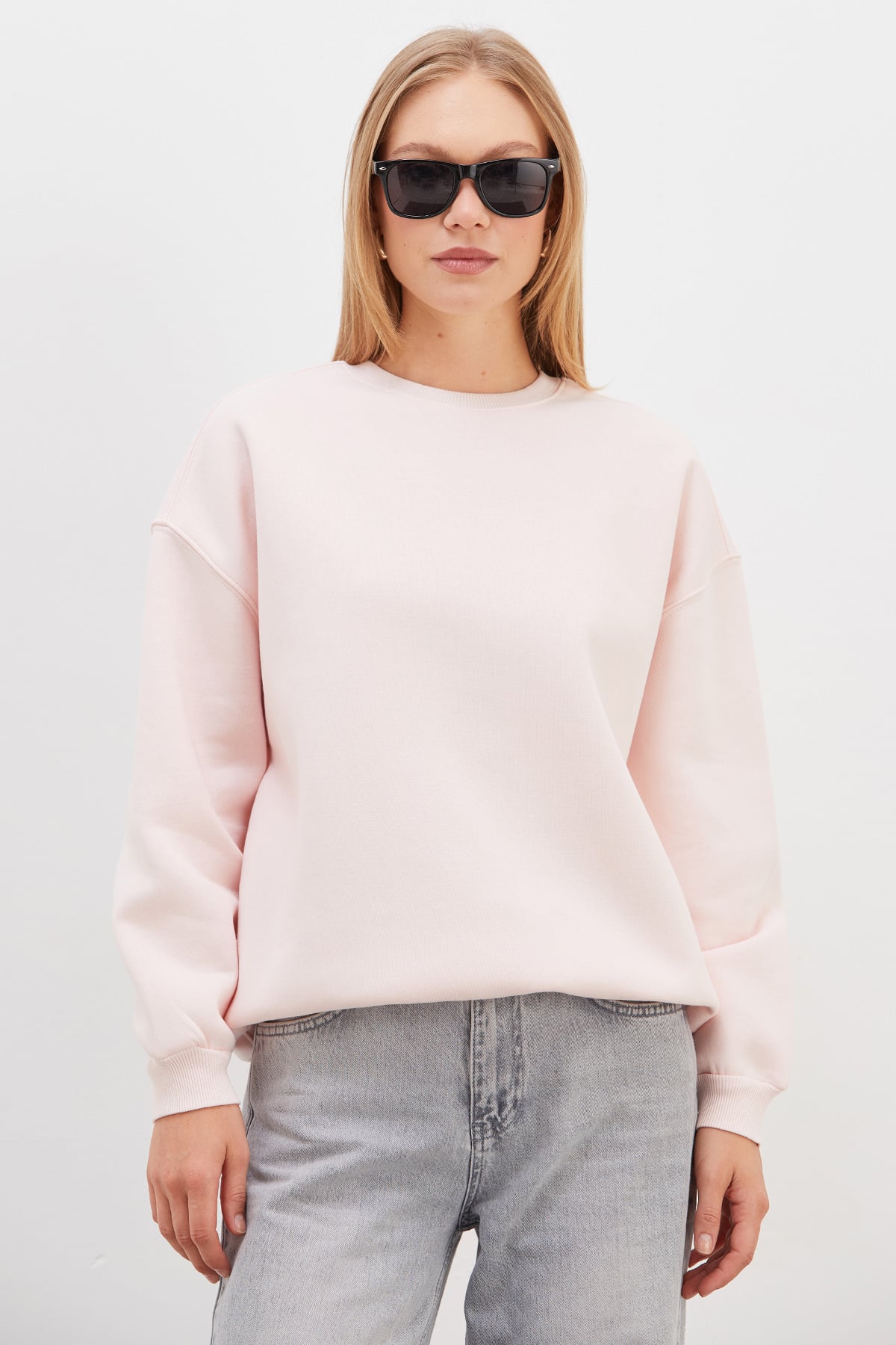 3 İplik Basic Bisiklet Yaka Oversize Sweatshirt 2