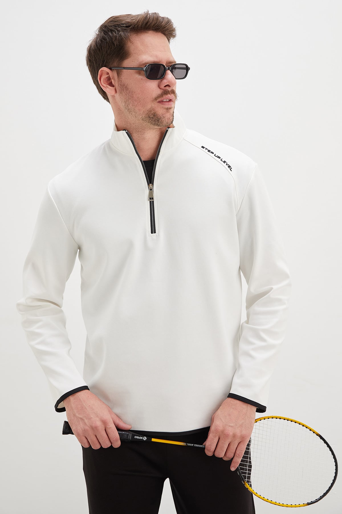 Baskılı Yarım Fermuarlı Dik Yaka Sweatshirt 7