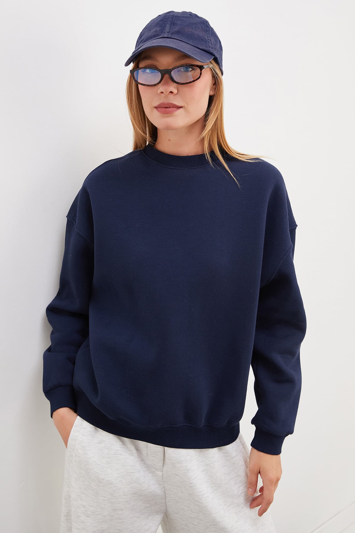 3 İplik Basic Bisiklet Yaka Oversize Sweatshirt 5