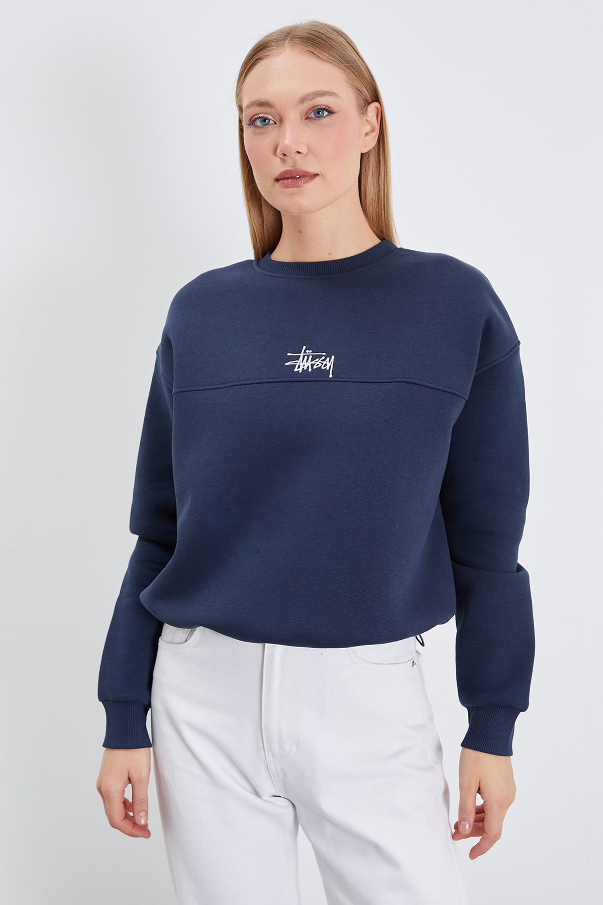 3 İplik İmza Nakışlı Stoperli Oversize Sweatshirt 7