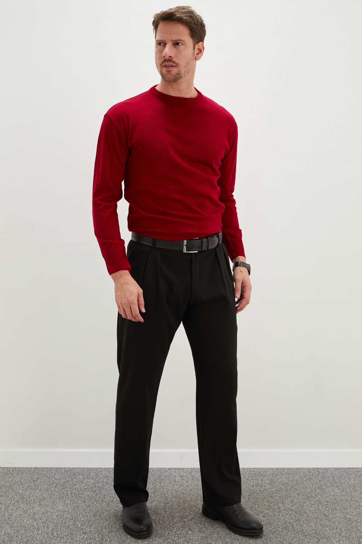 Erkek Antrasit Basic Bisiklet Yaka Regular Fit Triko Kazak 3