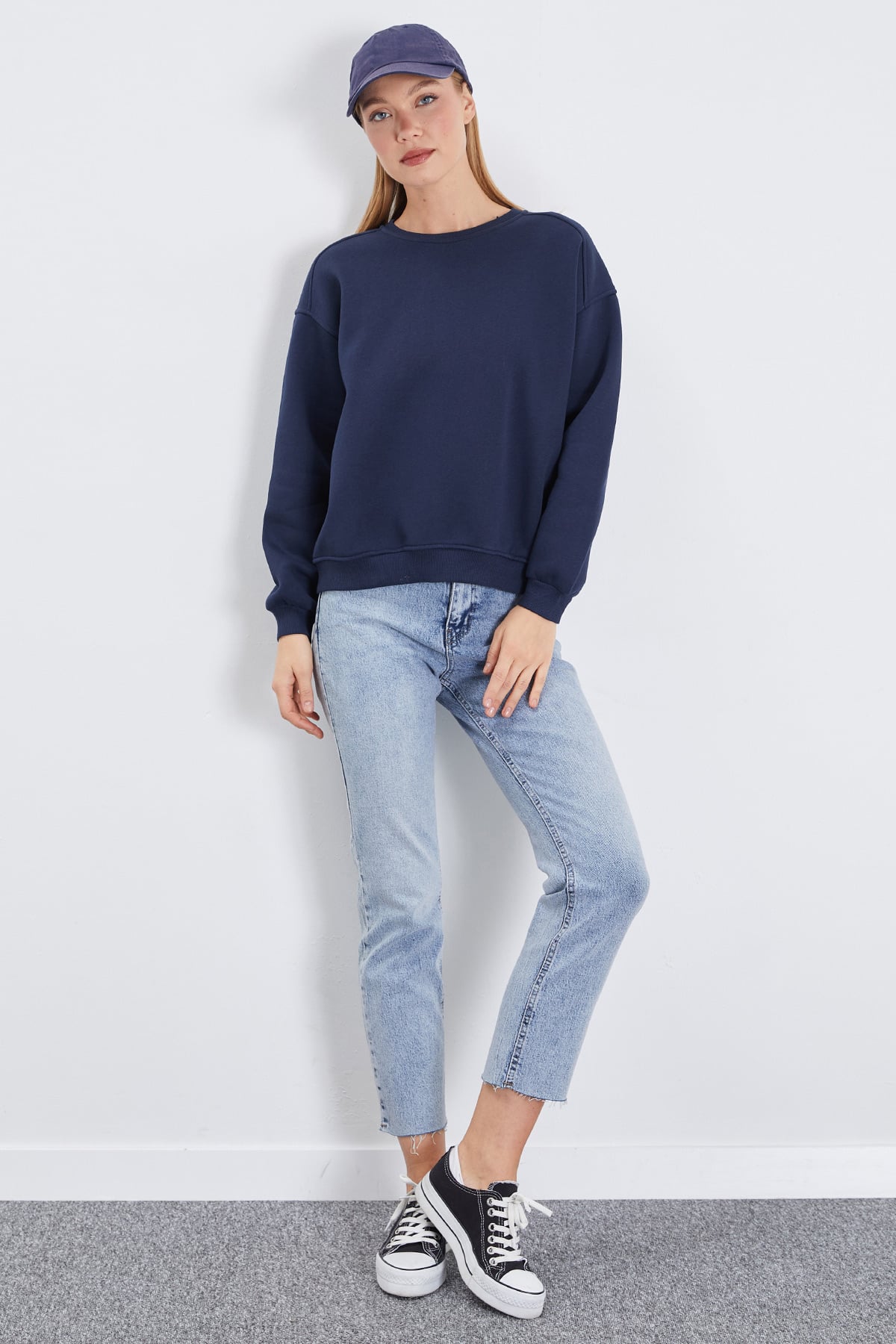 3 İplik Basic Bisiklet Yaka Oversize Sweatshirt 5
