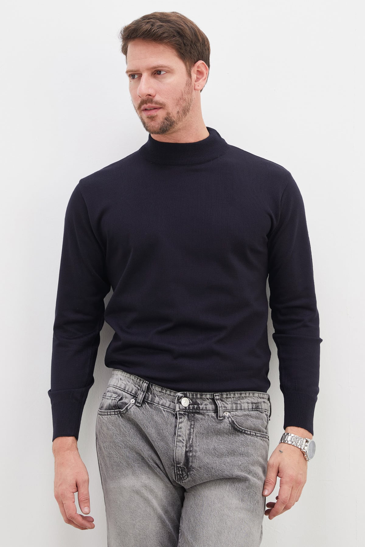 Basic Dik Yaka Regular Fit Triko Kazak 2