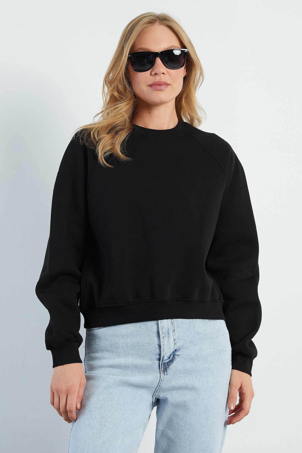 3 İplik Basic Bisiklet Yaka Oversize Sweatshirt