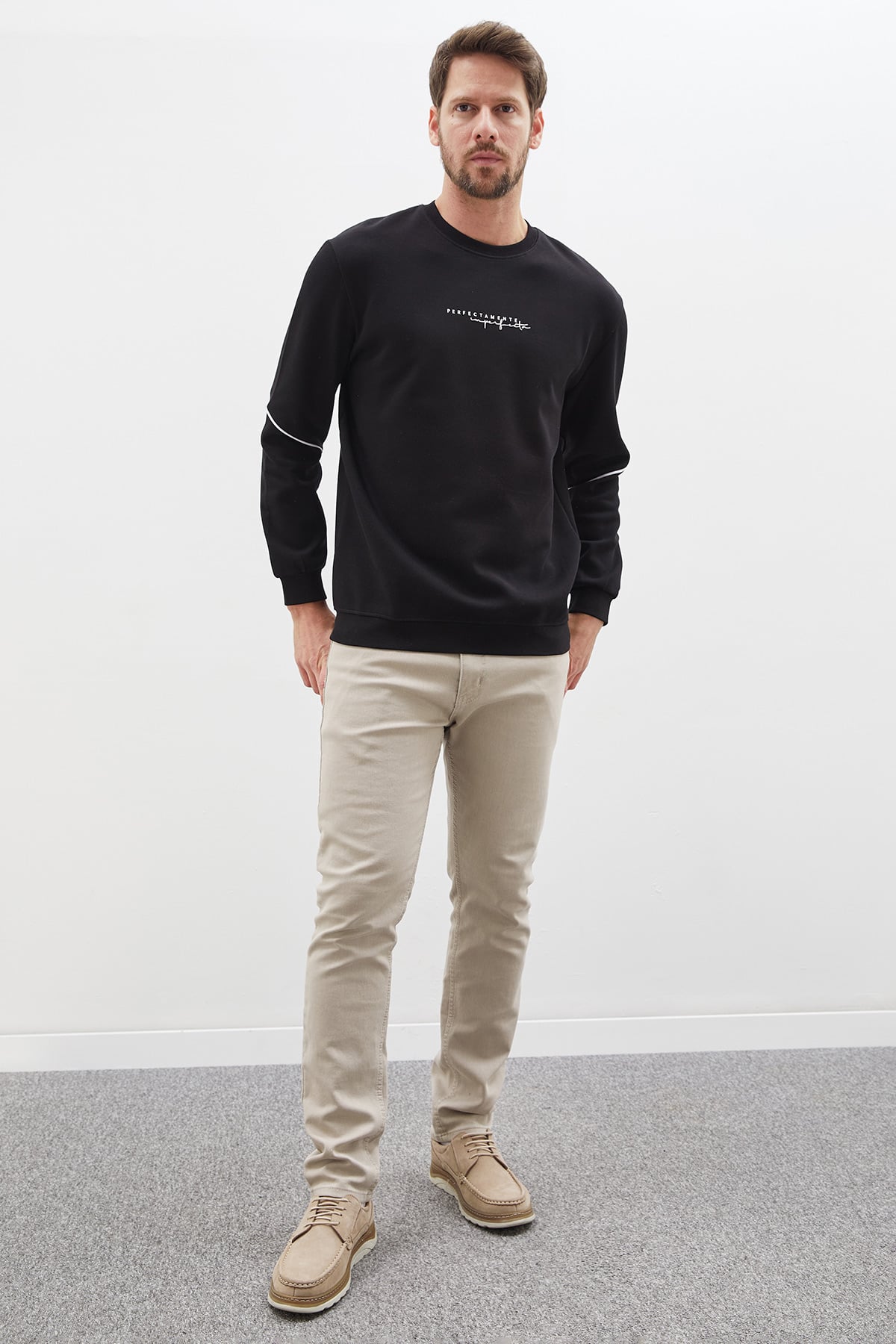 Perfect Baskılı Çizgili Pike Kumaş Sweatshirt 3