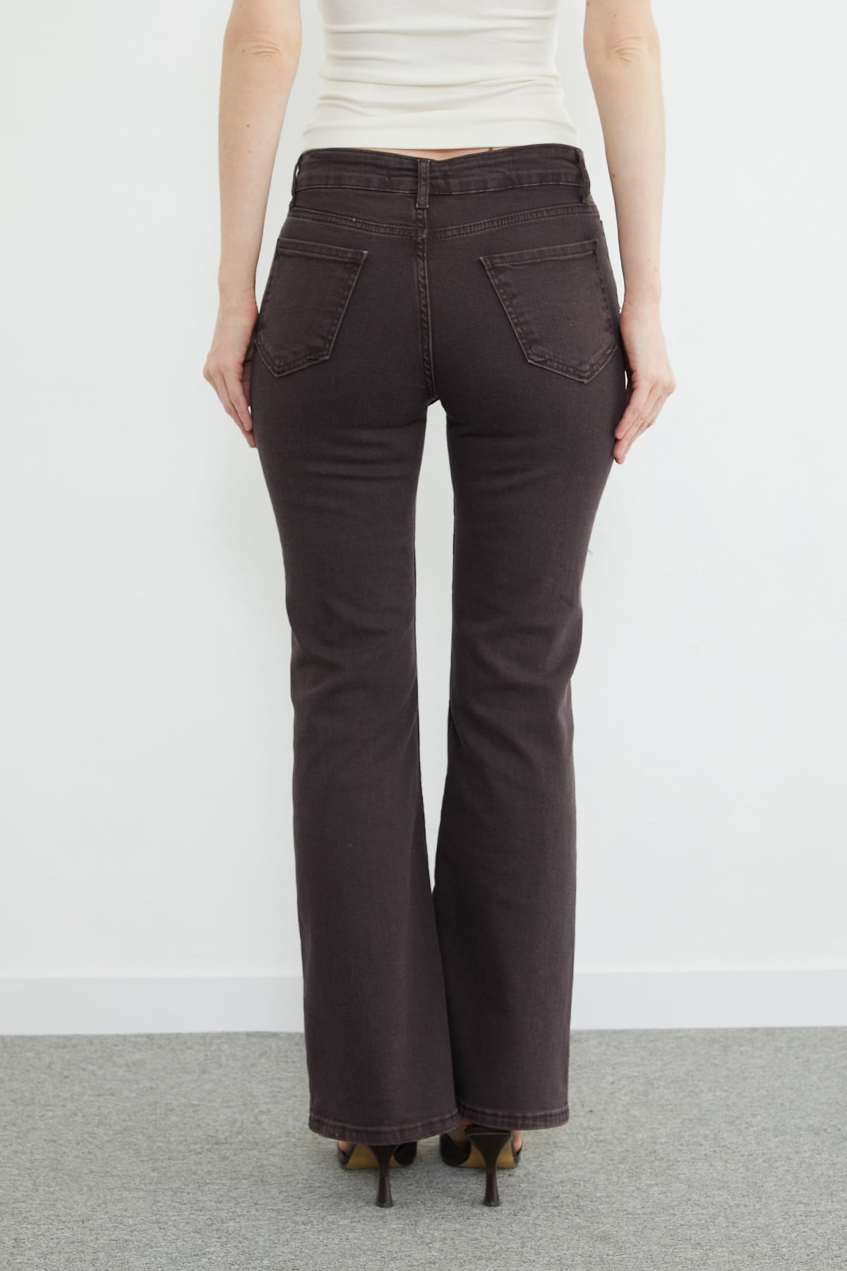 Normal Bel Fermuarlı Flare Jean 7