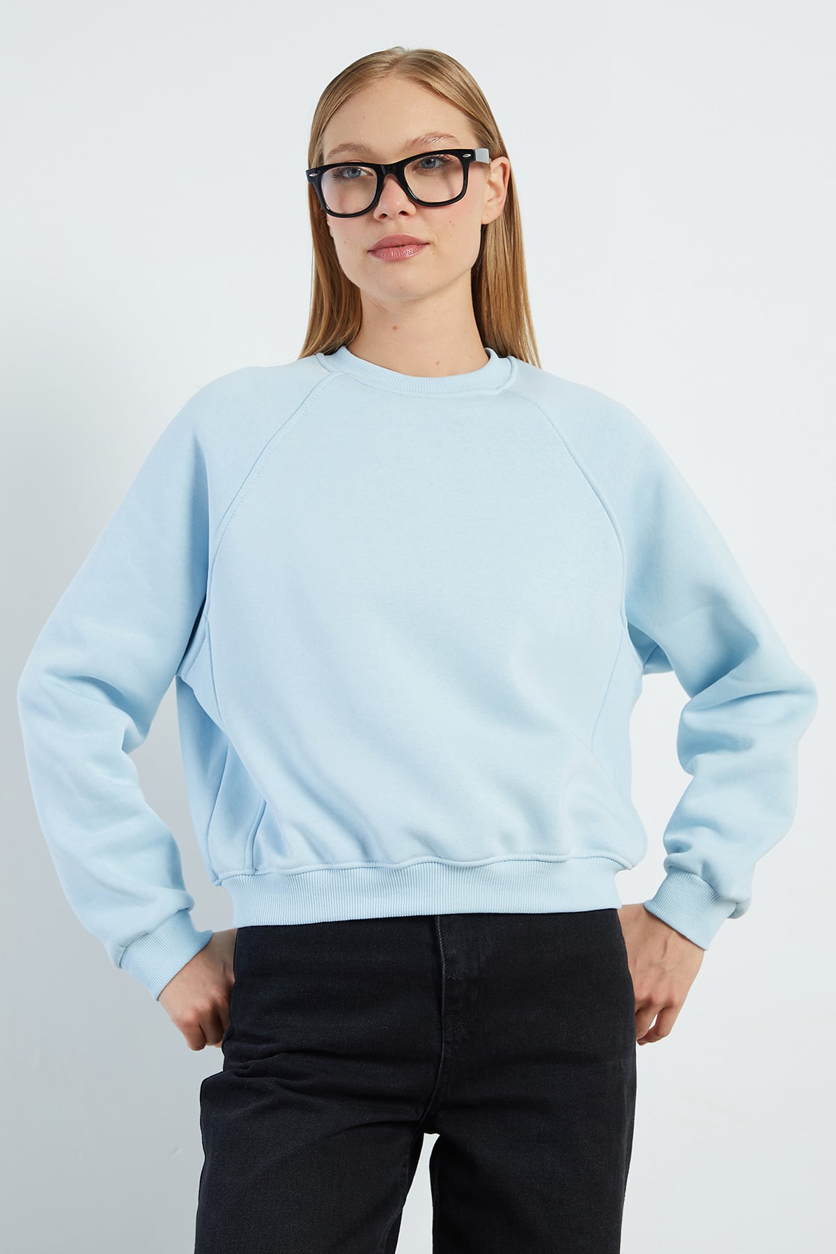 3 İplik Basic Bisiklet Yaka Oversize Sweatshirt 4