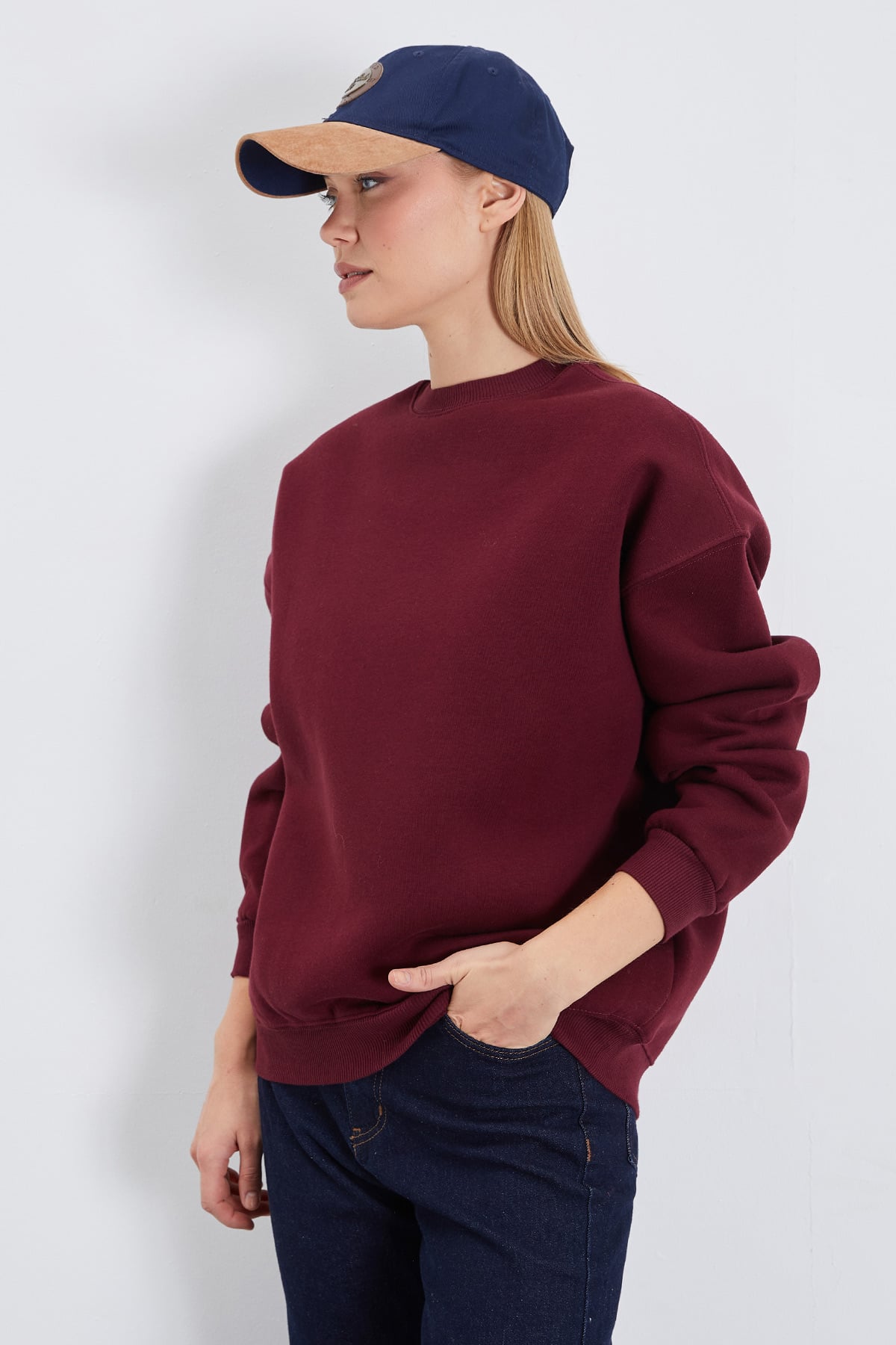 3 İplik Basic Bisiklet Yaka Oversize Sweatshirt 2