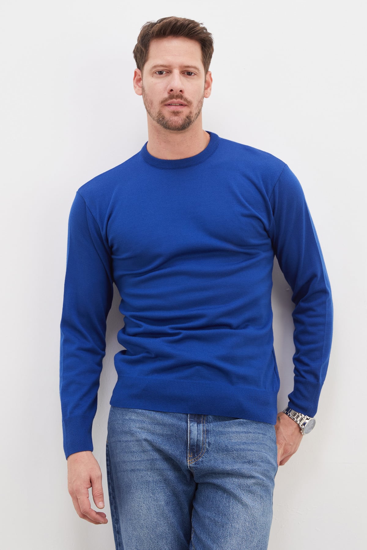 Basic Bisiklet Yaka Regular Fit Triko Kazak 3