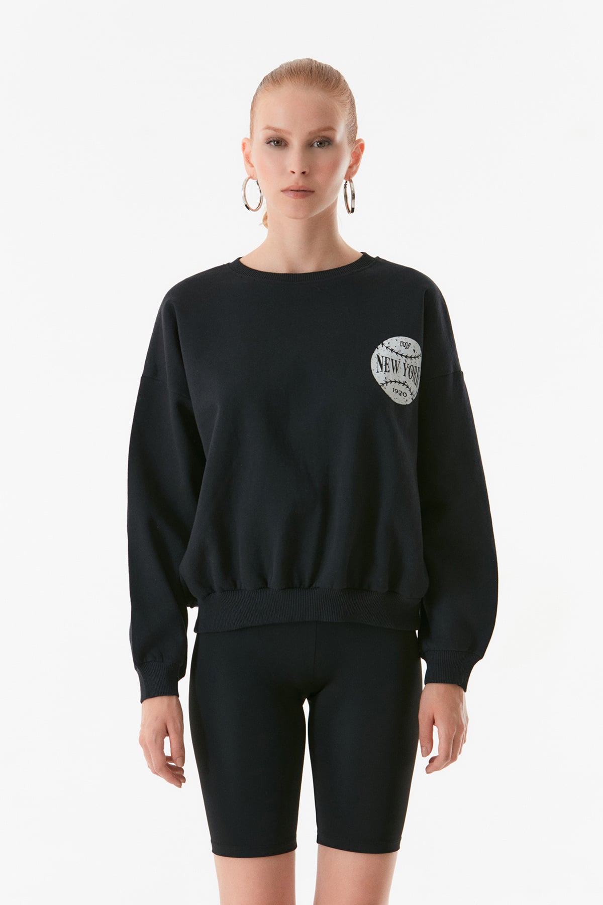3 İplik New York Baskılı Sweatshirt 8