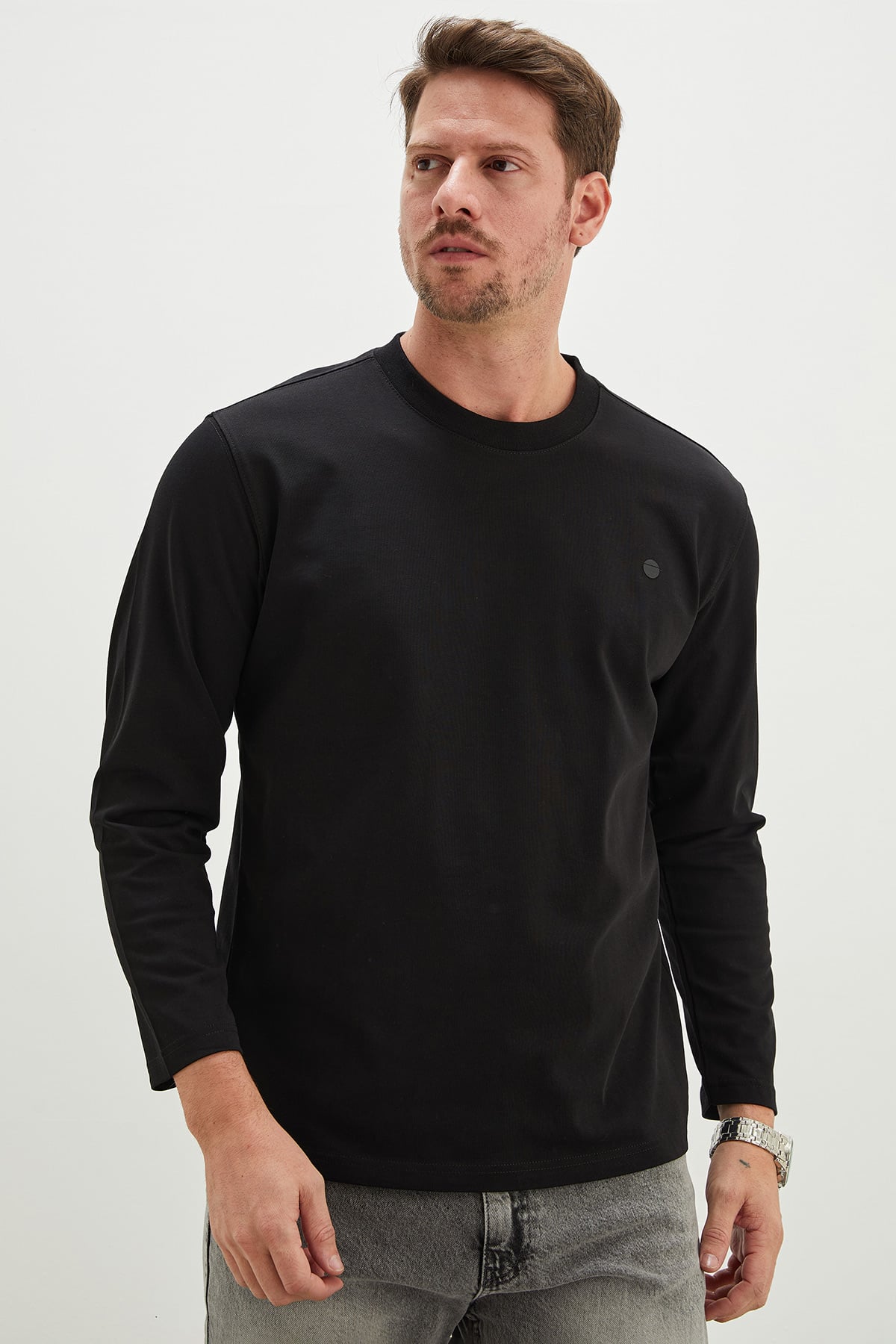 Baskılı Bisiklet Yaka Sweatshirt 4